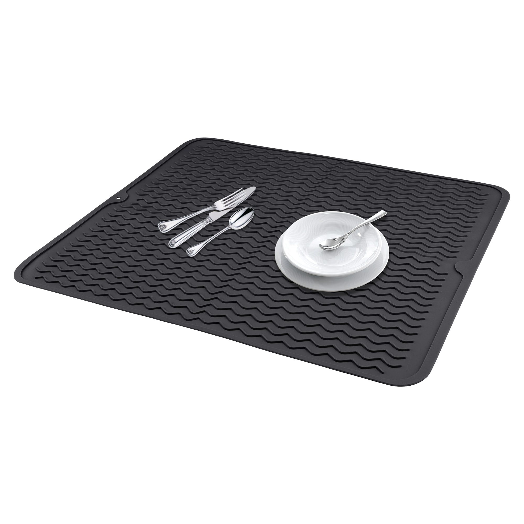 Unique Bargains Silicone Dish Drying Mat for Kitchen Counter Easy Clean Waterproof Kitchen Mat Heat Resistant Silicone Mat 19.7x15.7 Inch Black