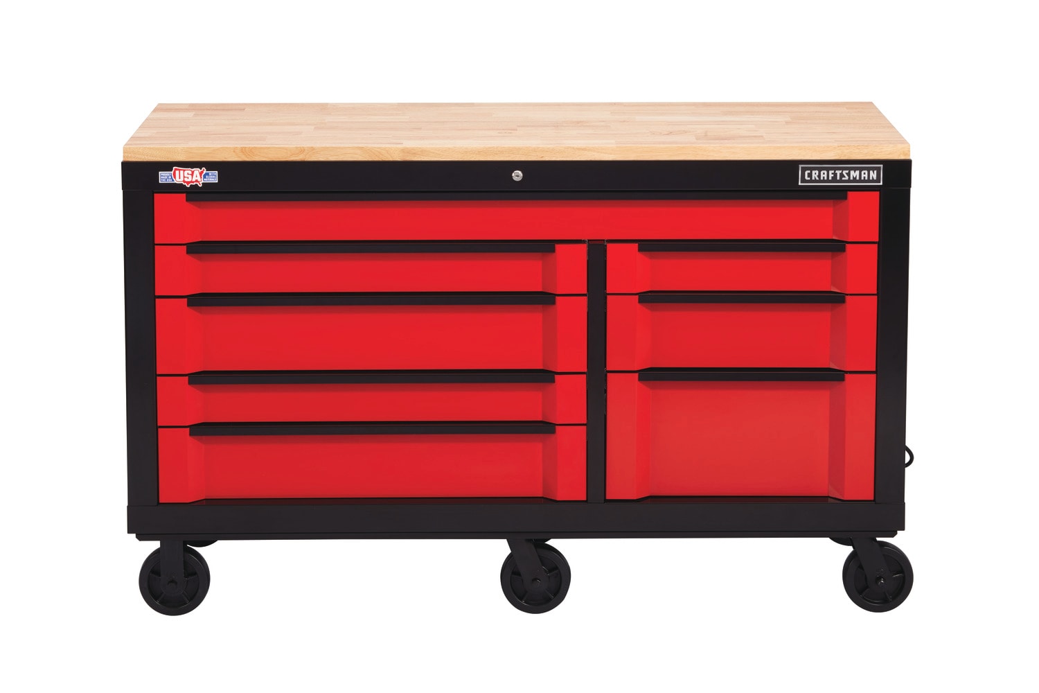 3000 Series 63-in W x 37-in H 8-Drawer Steel Rolling Tool Cabinet (Red) | - CRAFTSMAN CMST26380RB