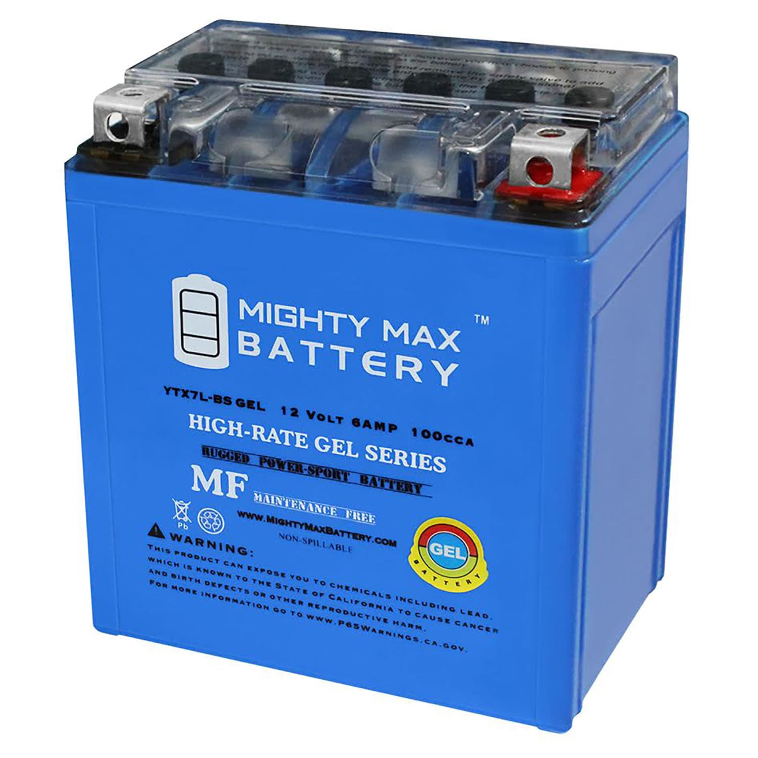 Mighty Max Battery MAX3987103 12V 6AH Gel 100CCA Power Source YTX7L-BS Rechargeable Sealed GEL 1260 Backup power Batteries