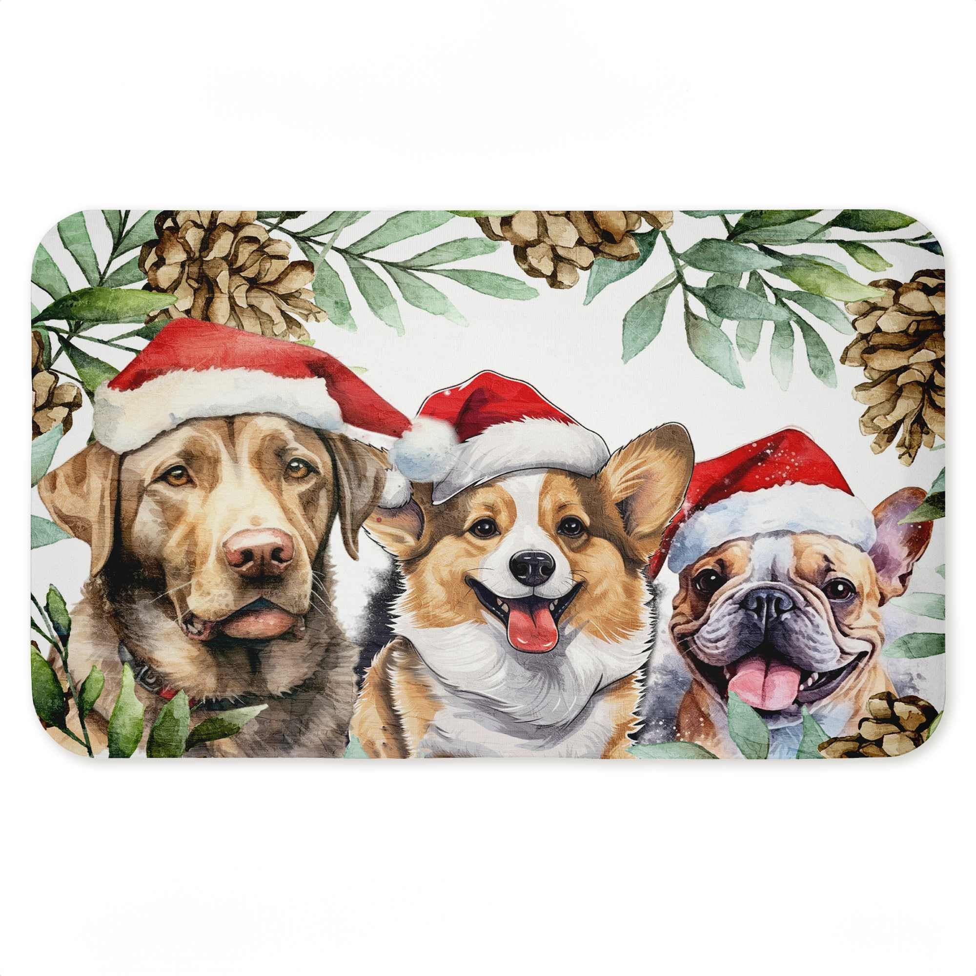 Stupell Industries Three Christmas Hat Dogs Printed Anti-Fatigue Floor Mat 30 x 18