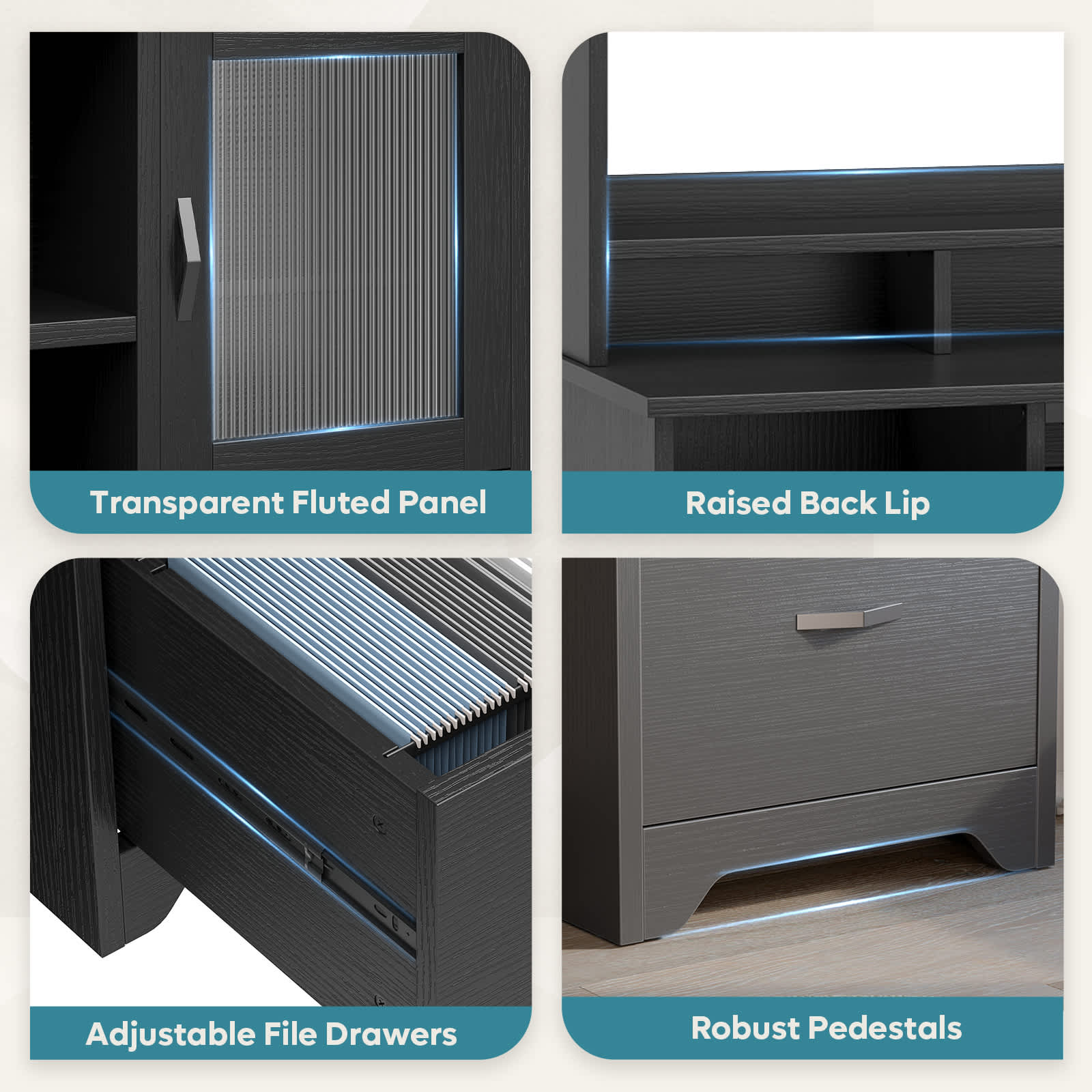 Bestier LOW-H300315D-BLKG desks - View #9