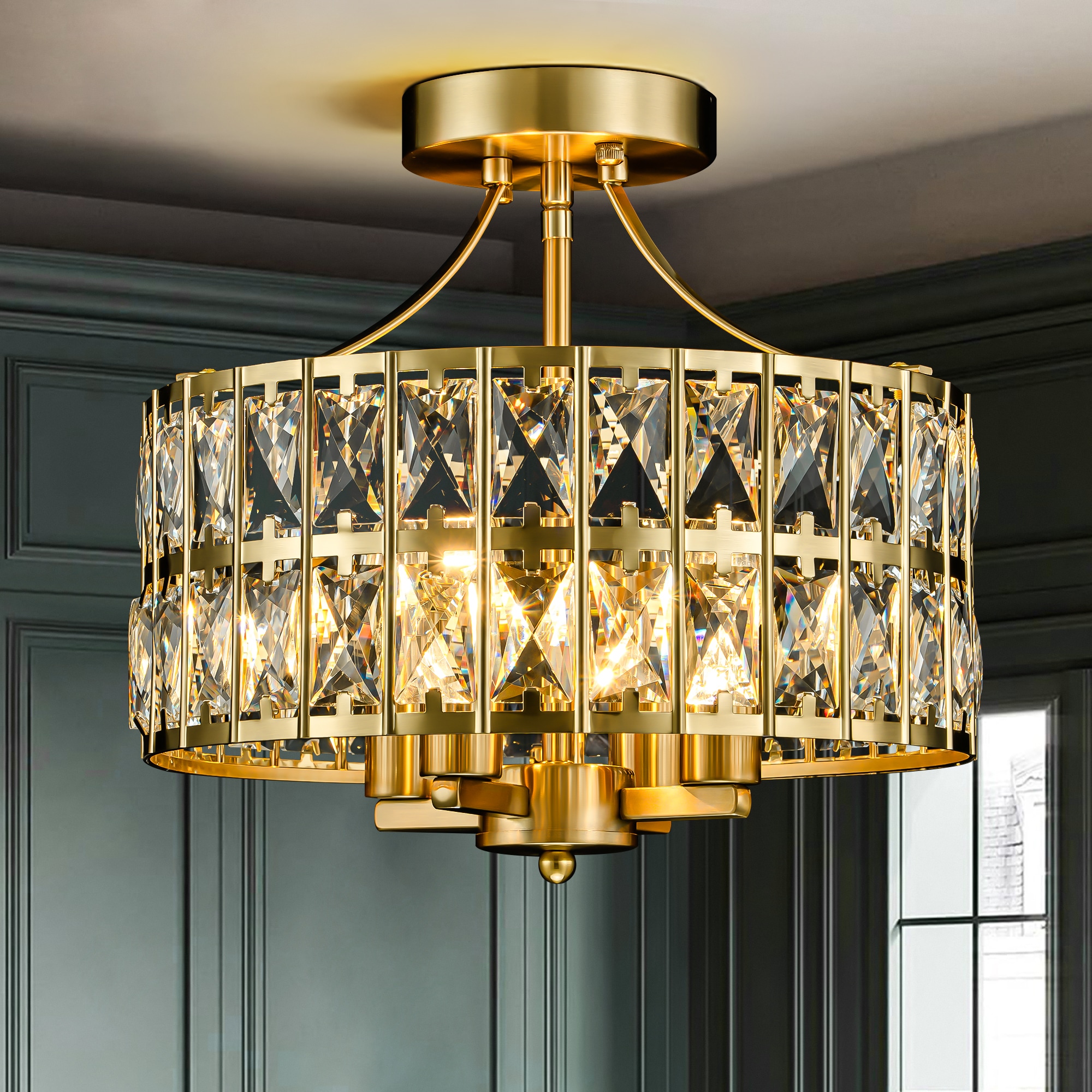 Rennnsan FL810155898 Madeline 4 -Light 12.5-in Gold Semi Flush Mount Light