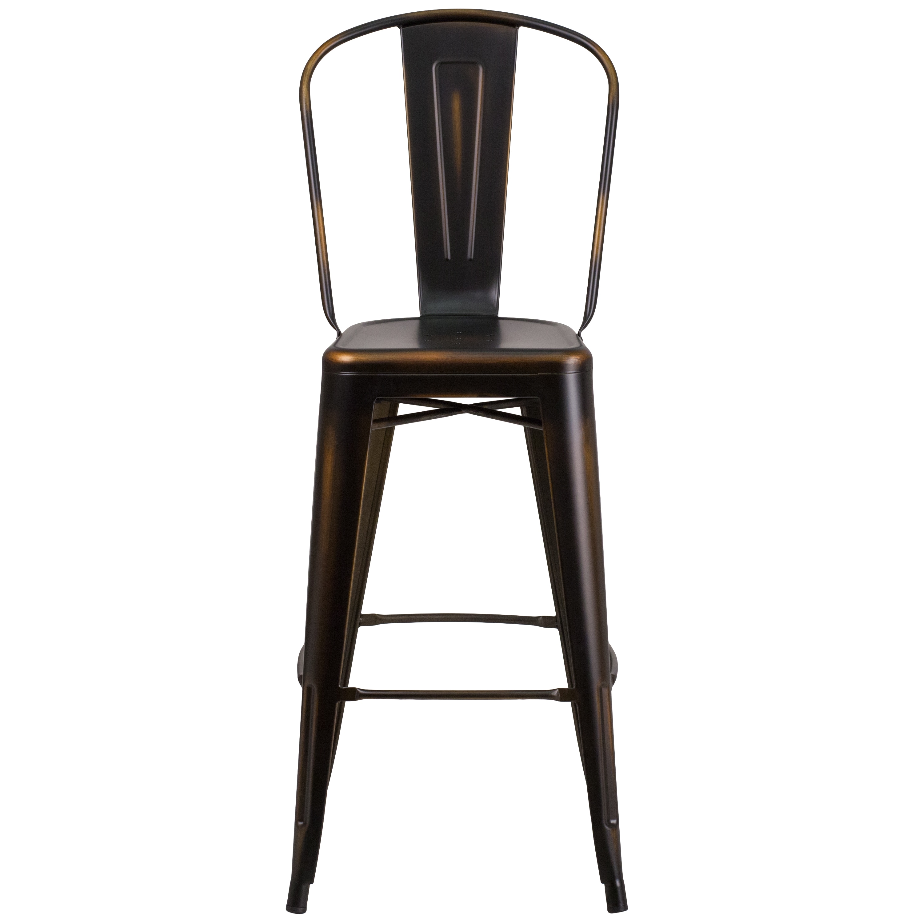 Distressed Copper Metal 30" Bar Stool with Slat Back