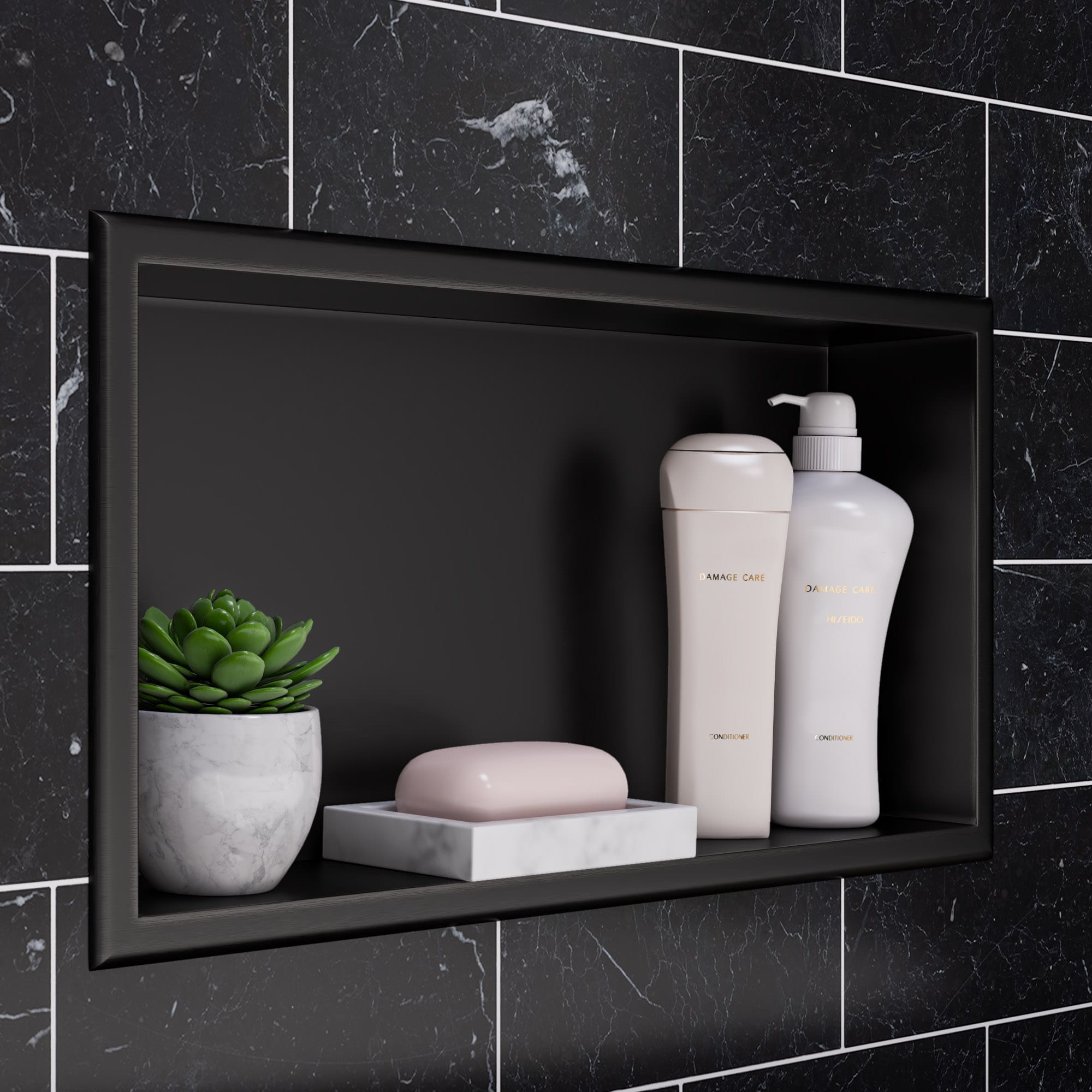 ALFI ABNP2412-BB Shower Niche Brushed Black Stainless steel Wall mount Bathroom Shelf ( 24-in x 12-in x 4-in )