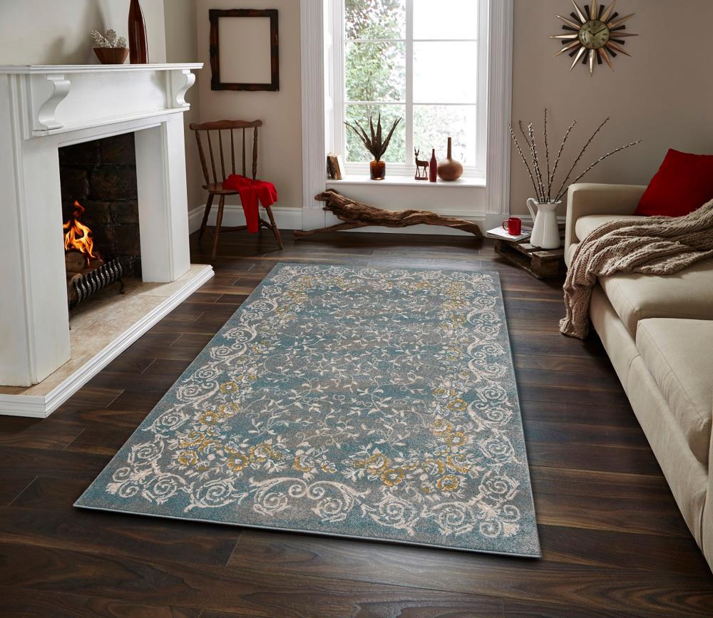 MSRUGS ZARA-500-GRY-BLU-35 Zara 3 X 5 (ft) Gray/Blue Indoor Abstract Mid-century Modern Area Rug