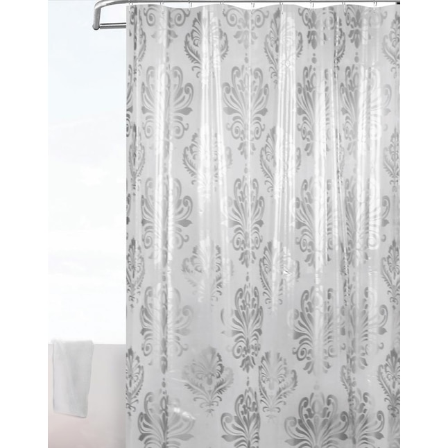 Peva Shower Curtain, Damask Stripe Fabric Shower Curtain Liner