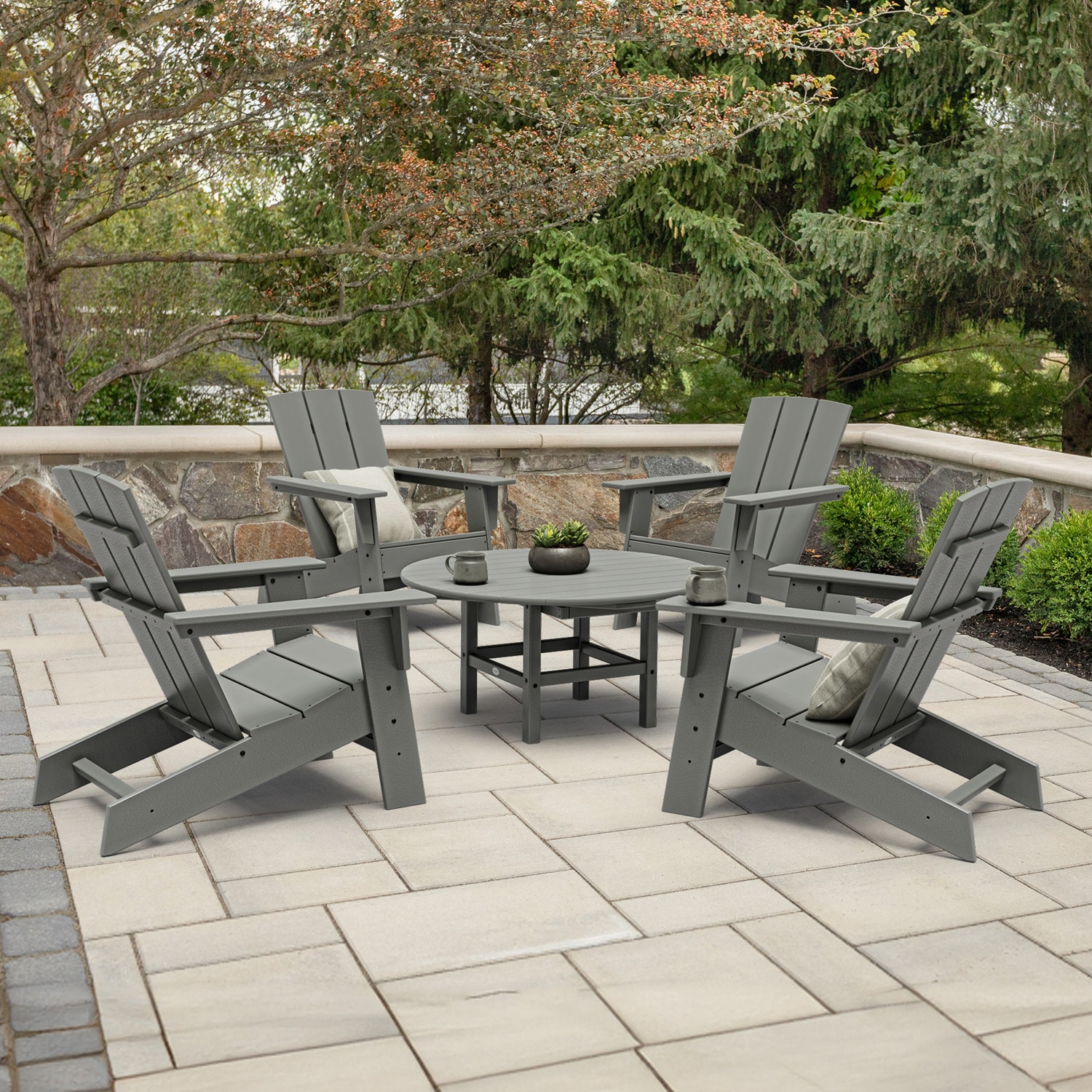 allen + roth by POLYWOOD PWS779-1-GY Oakport 5 -Piece Patio Conversation Set