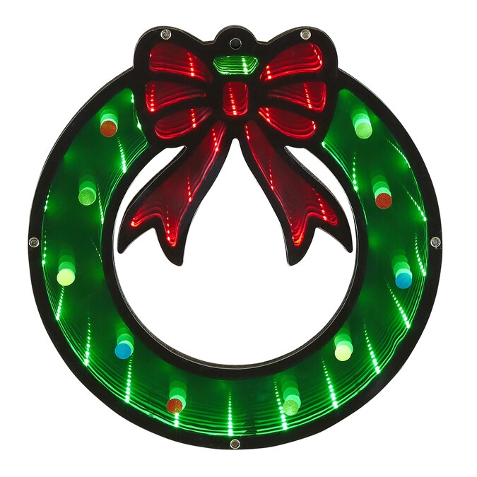In Lighted Green Mirror Wreath, Light Up Wreaths Outdoors