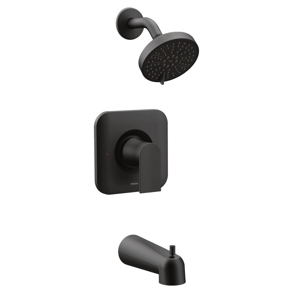 Moen T2473EPBL Genta Matte Black 1-handle Multi-function 3.75-in Round Bathtub and shower Faucet (Valve Not Included)