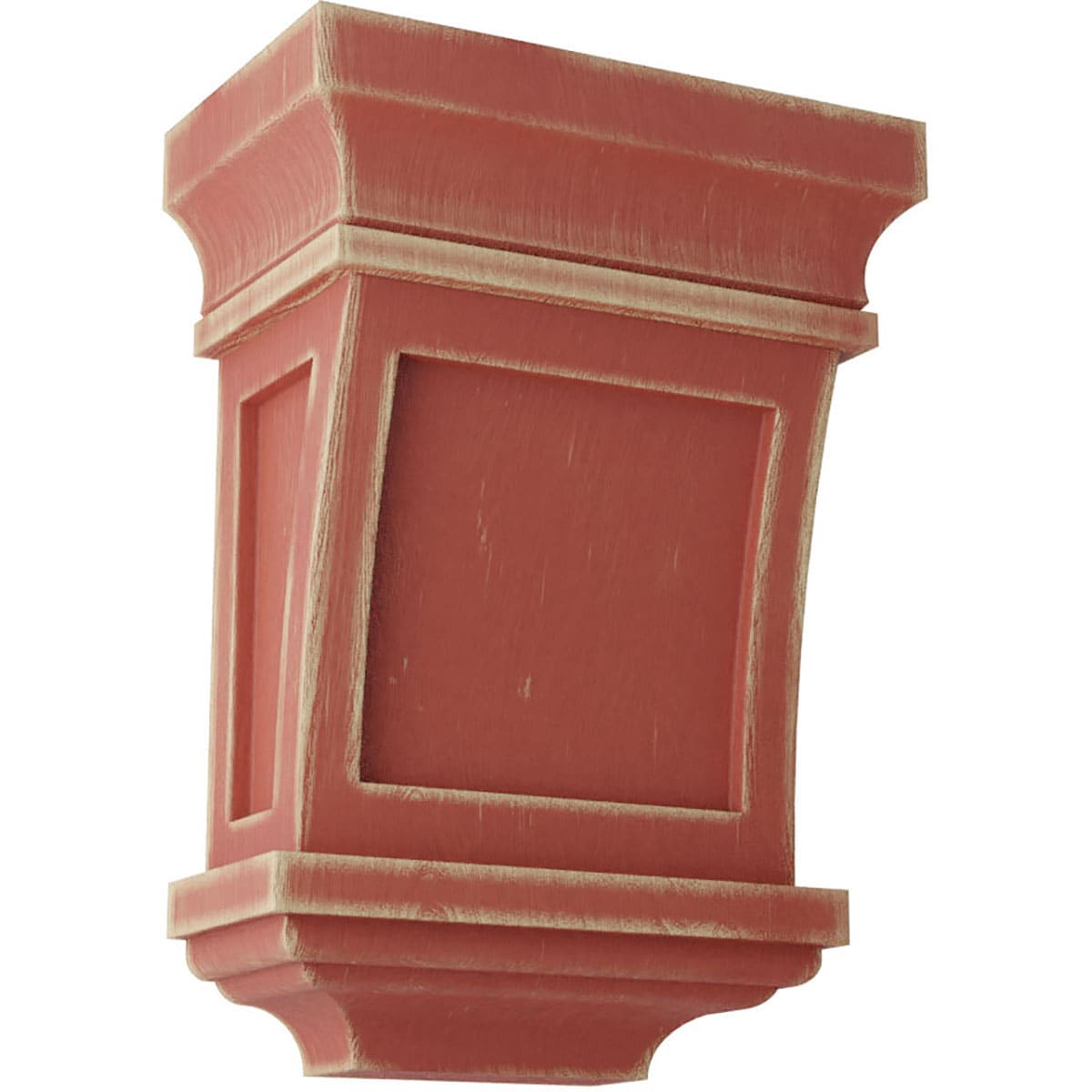 Ekena Millwork CORWD05X03X07SFRD 5-in x 3-in x 7-in Vintage Decor Finished Rubberwood Red Wood Paintable/Stainable Corbel