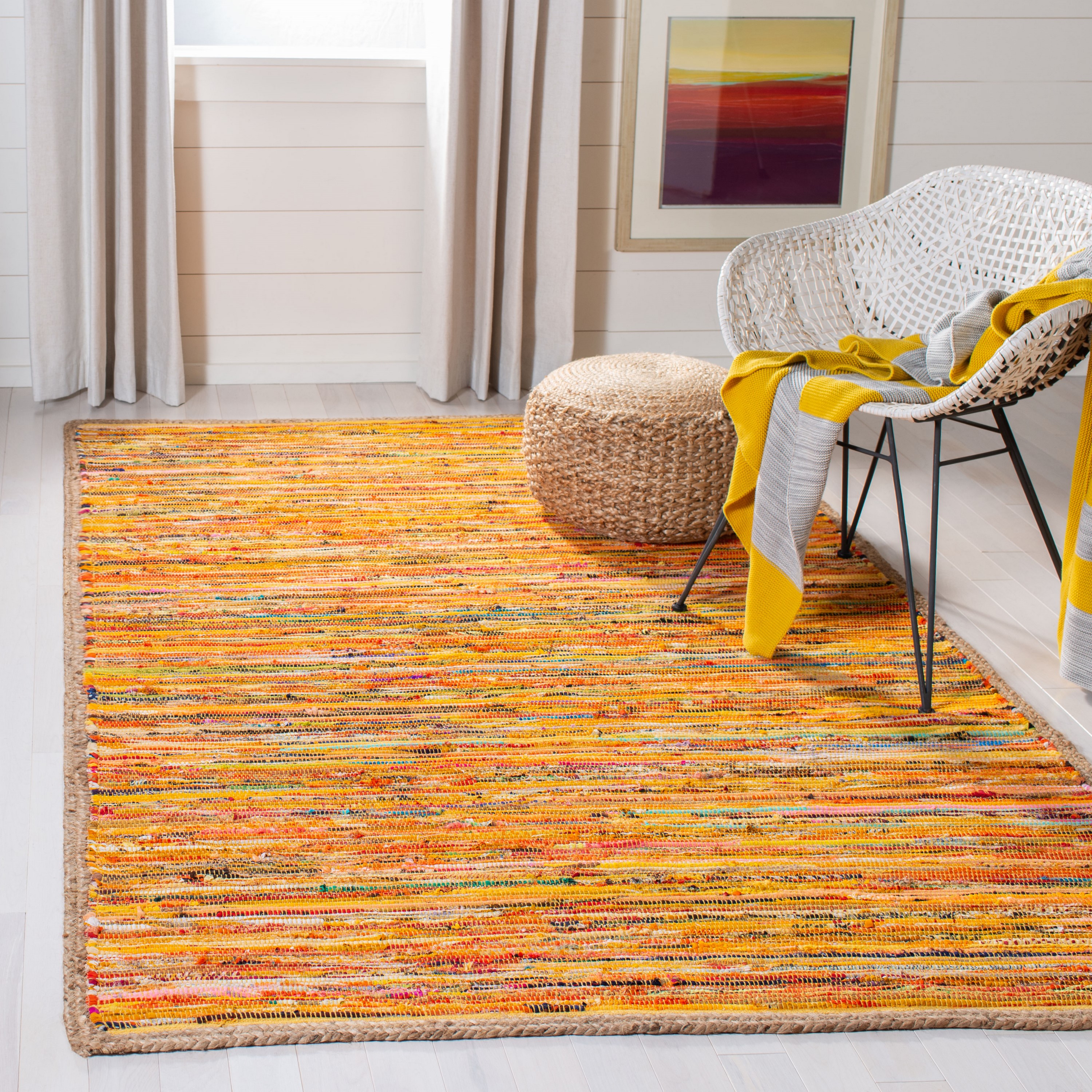 Montauk Gold and Natural Handwoven Cotton Rug 3' x 5'
