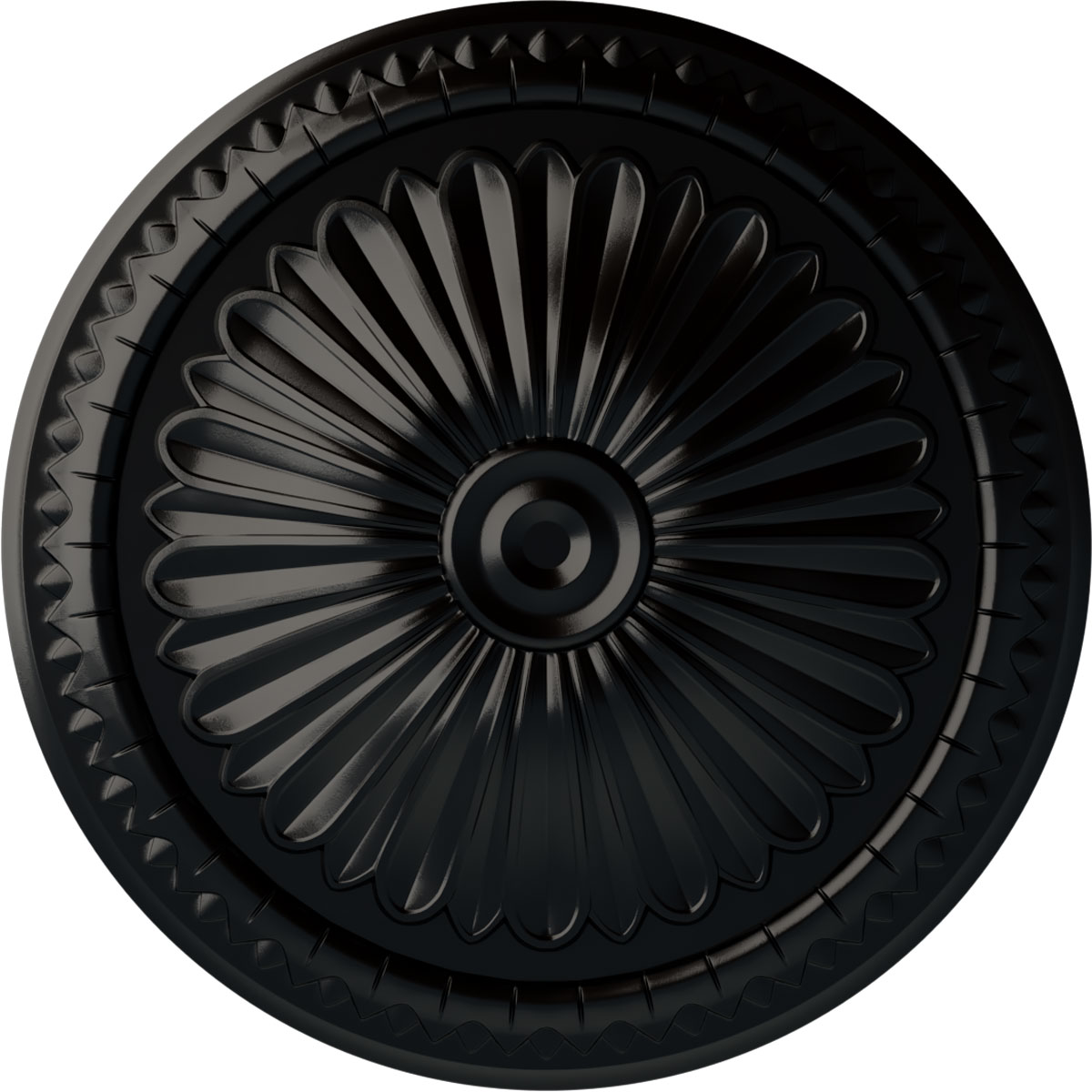 Ekena Millwork CM14AXBLF Alexa 15-in W x 15-in L Painted Jet Black Polyurethane Whole Ceiling Medallion