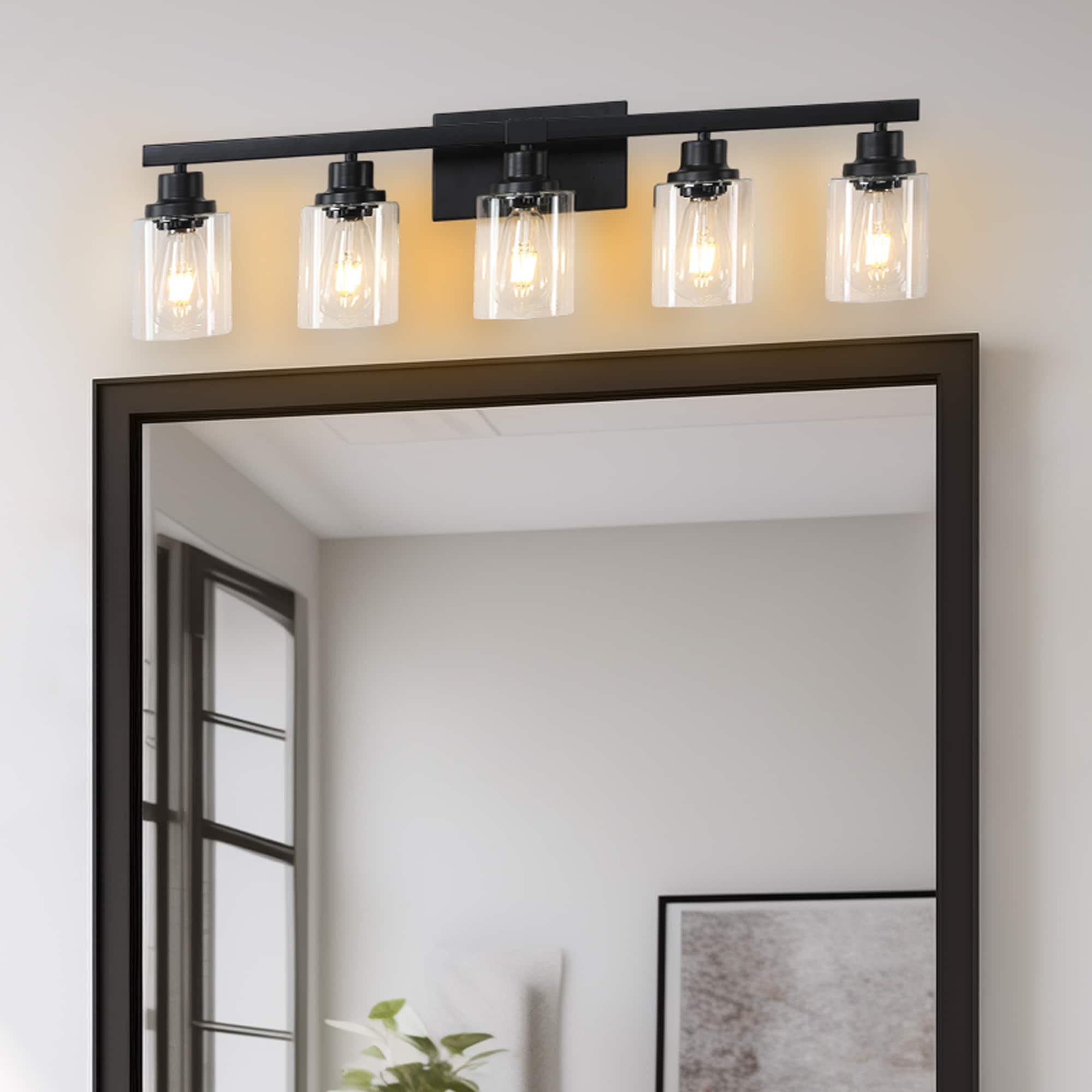 Shinevoy 31 in. 5 Light Black Modern Bathroom Vanity Light Wall Sconce for Mirror Dressing Room/Bulbs not Included