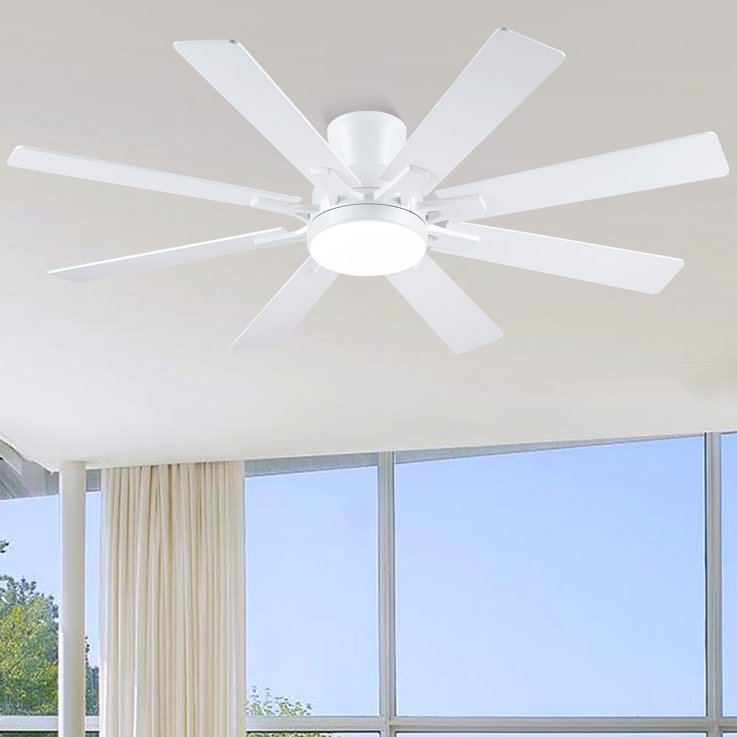 Gleam Flare 52 Inches Low Profile Ceiling Fan with LED Integrated Dual Color Blades Remtoe and APP Control for Bedroom Living Room Patio