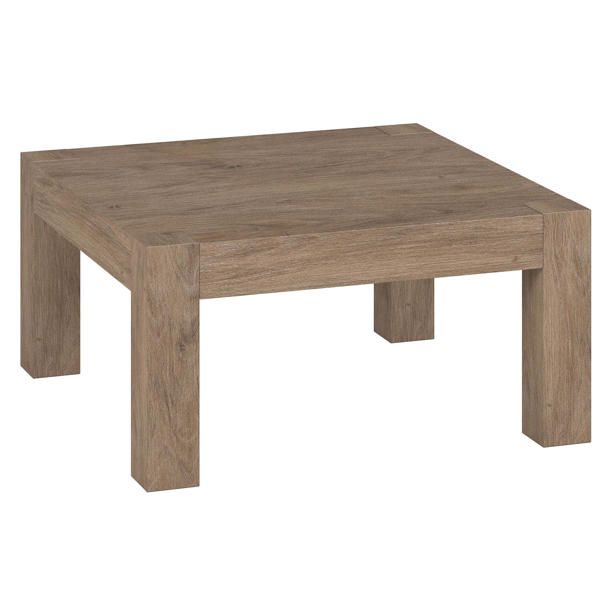 Antiqued Gray Oak Square MDF Coffee Table, 34 Inch
