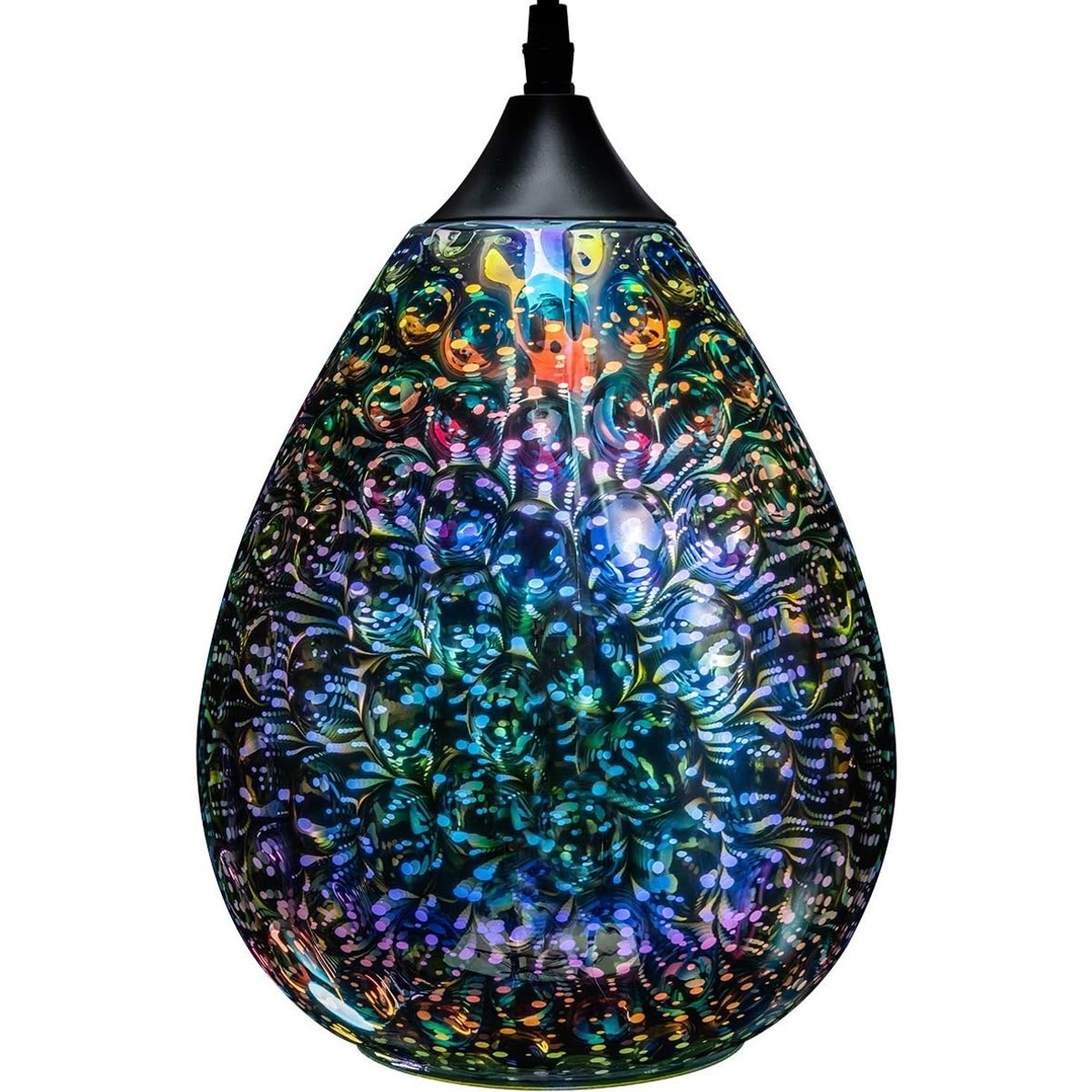Slagawa  1 Pack Modern 3D Pendant Light with Colorful Glass Shade for Kitchen Island Dining Room Entryway 7.8 Inch Diameter