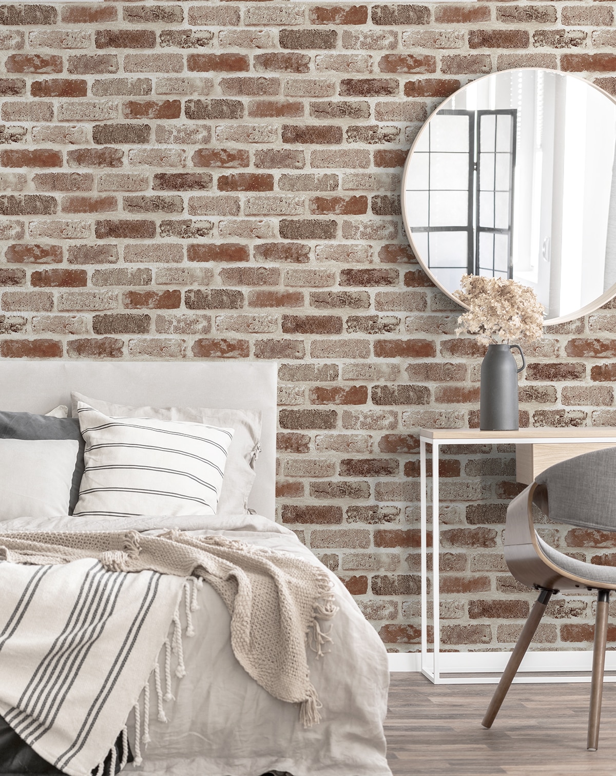 Adobe Grey Faux Brick Peel and Stick Wallpaper