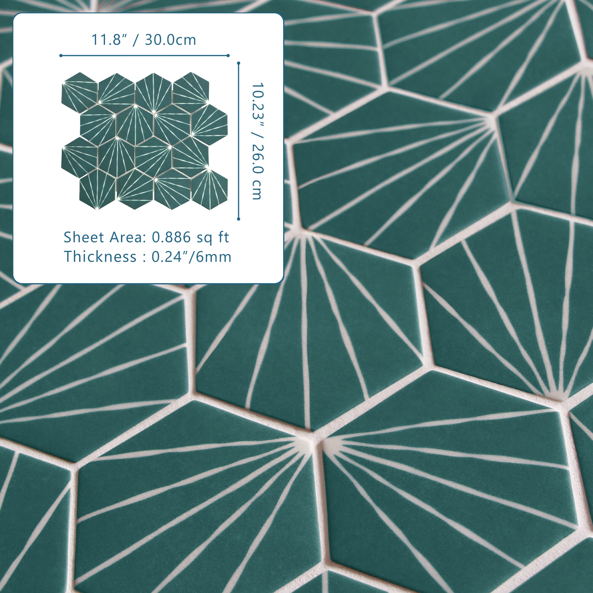 SUNWINGS HEXART-GRE-10 Ceramic-Tile - View #7