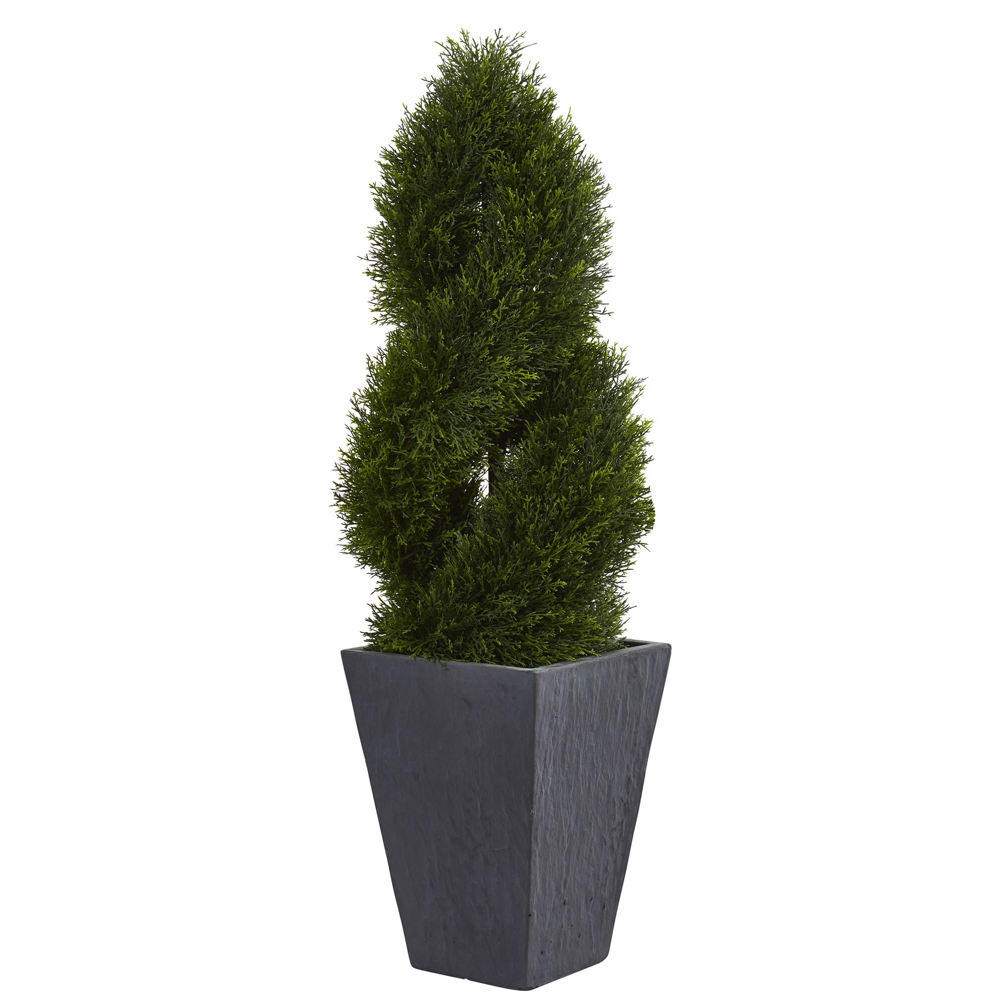2 cypress Topiary 6' 4" Artificial Tree In/ Outdoor 76" Cedar Spiral Plant Fake 
