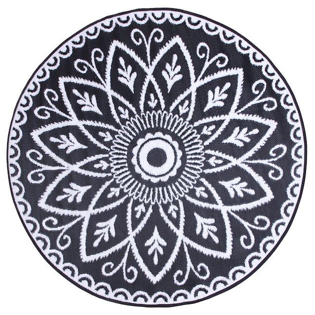 Style Selections Black White Round, Round Black And White Area Rugs