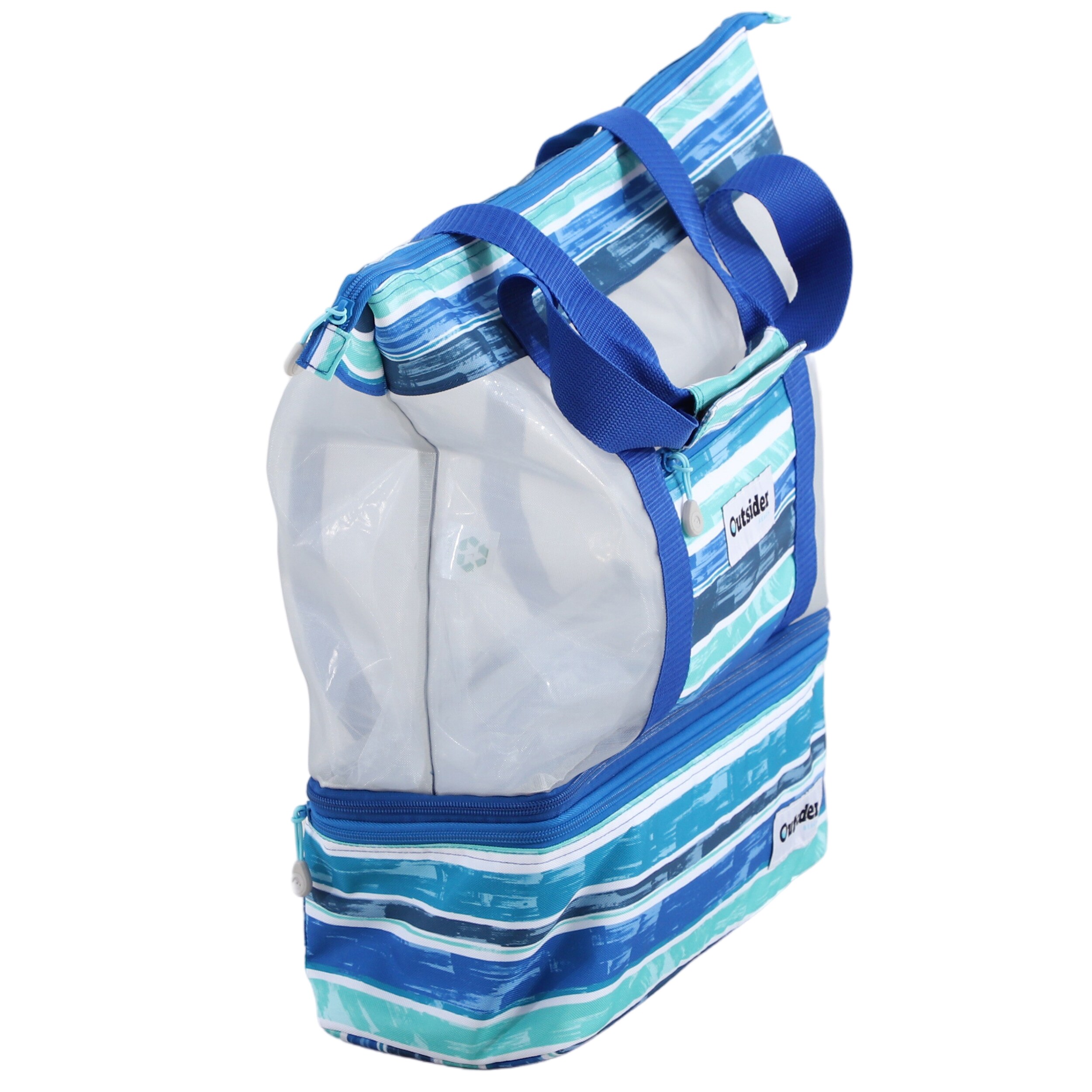 Kole Imports PLRPKQLTBLGN Polar Pack 12 Can Quilted Tote Bag Insulated Cooler in Blue/Green