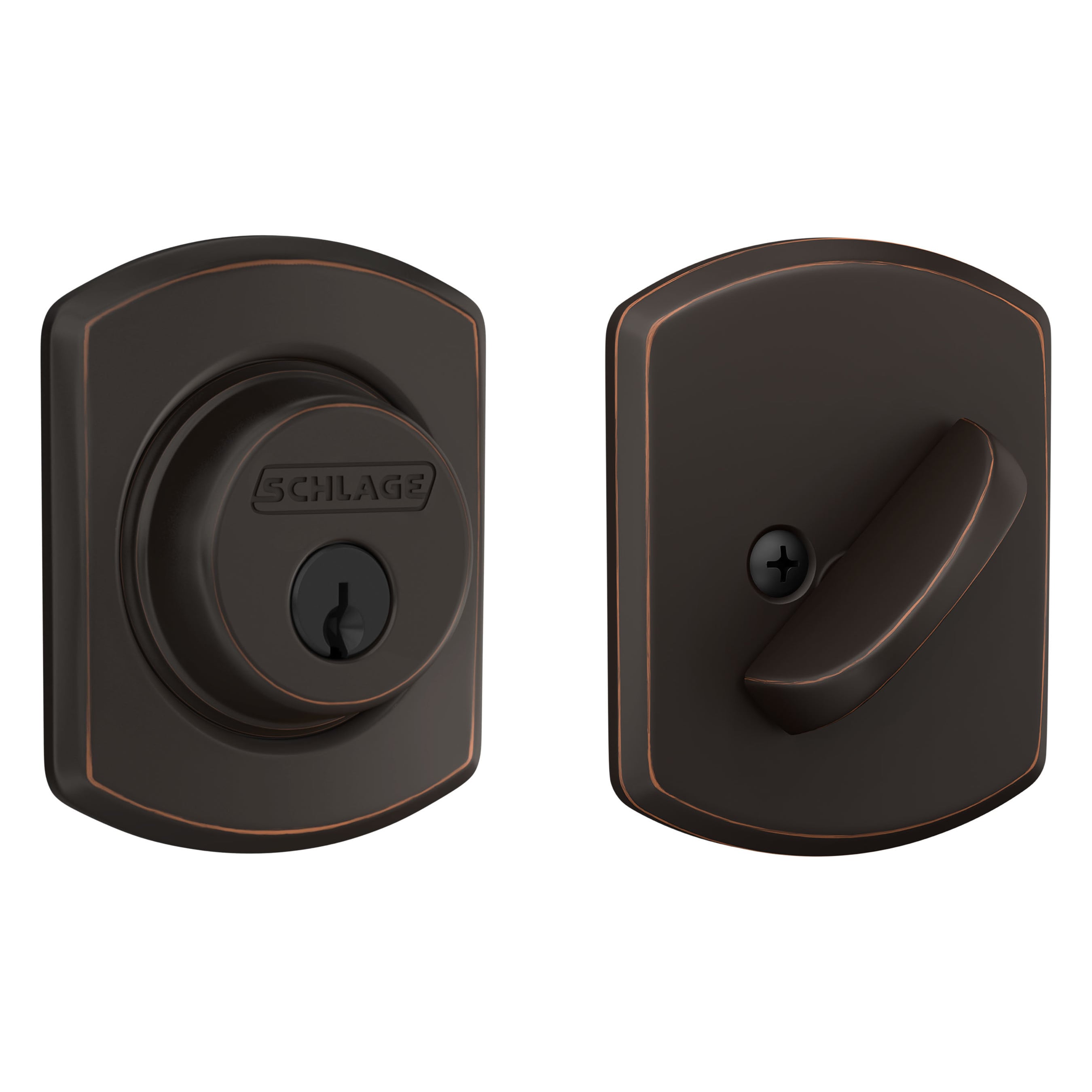 Schlage LOCK B60 N G GRW 716 Single Cylinder Aged Bronze Single Cylinder Deadbolt
