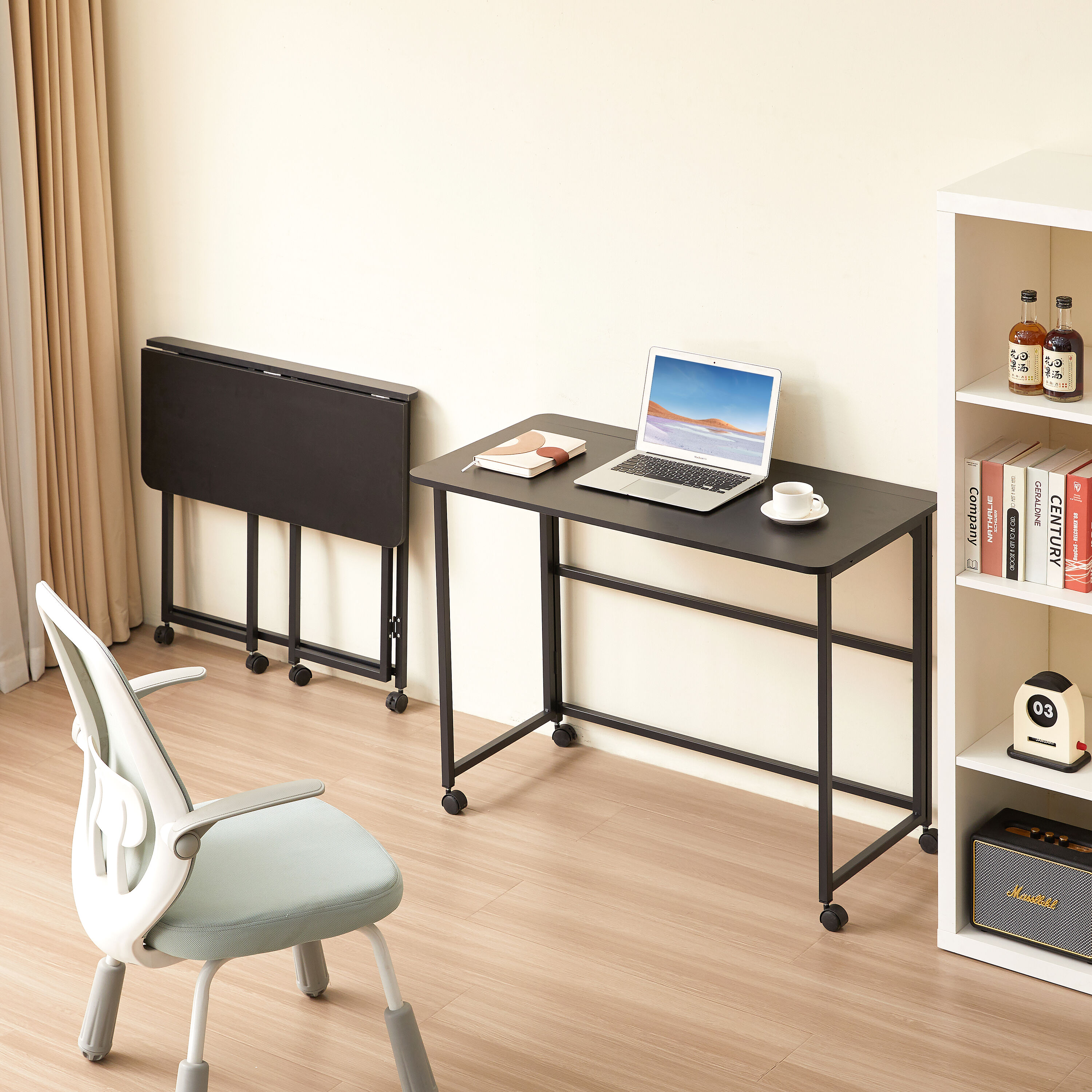 Tatayosi JL-272890 39 Inch Black Foldable Computer Desk for Small Spaces