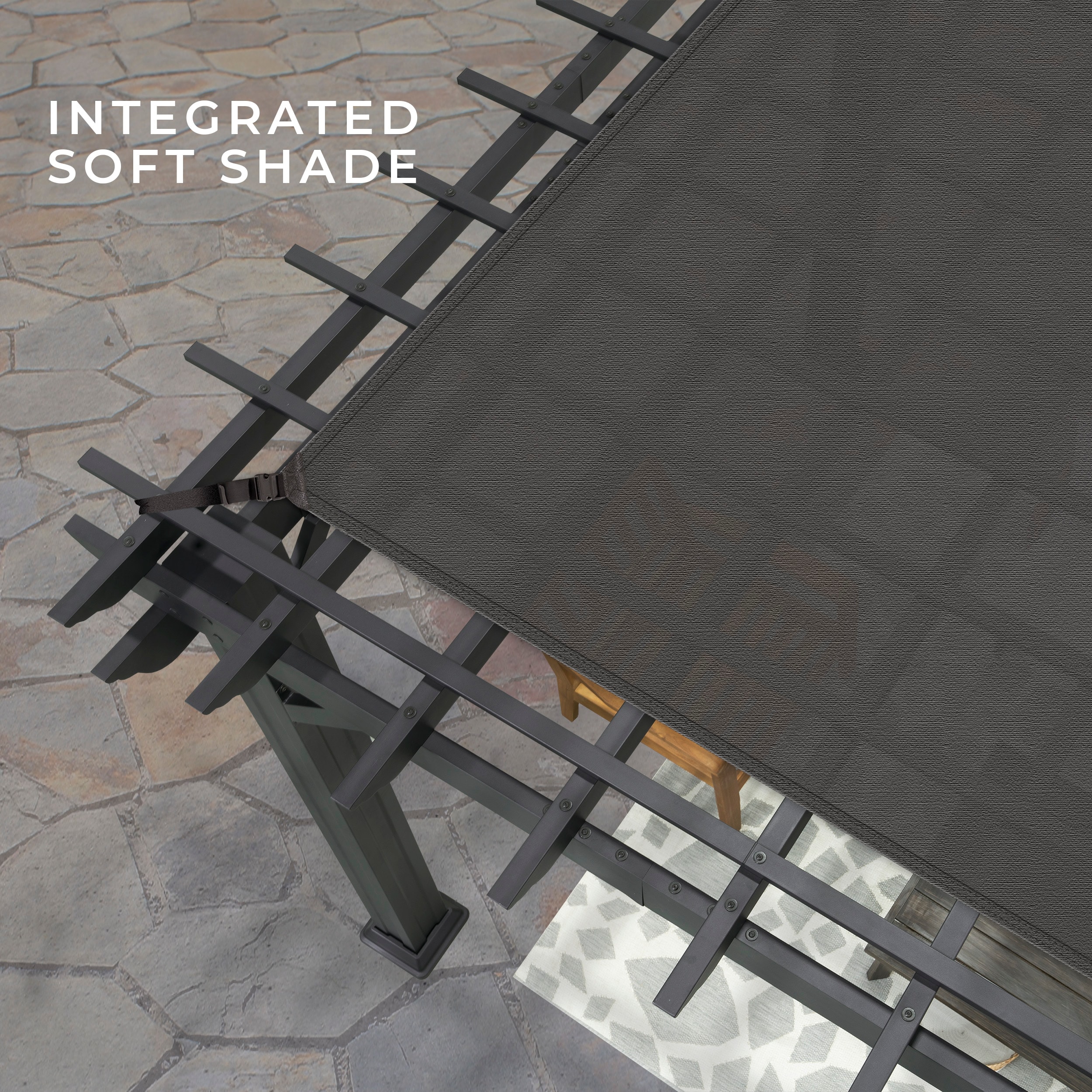 Stratford 14' x 10' Black Steel Pergola with Canopy