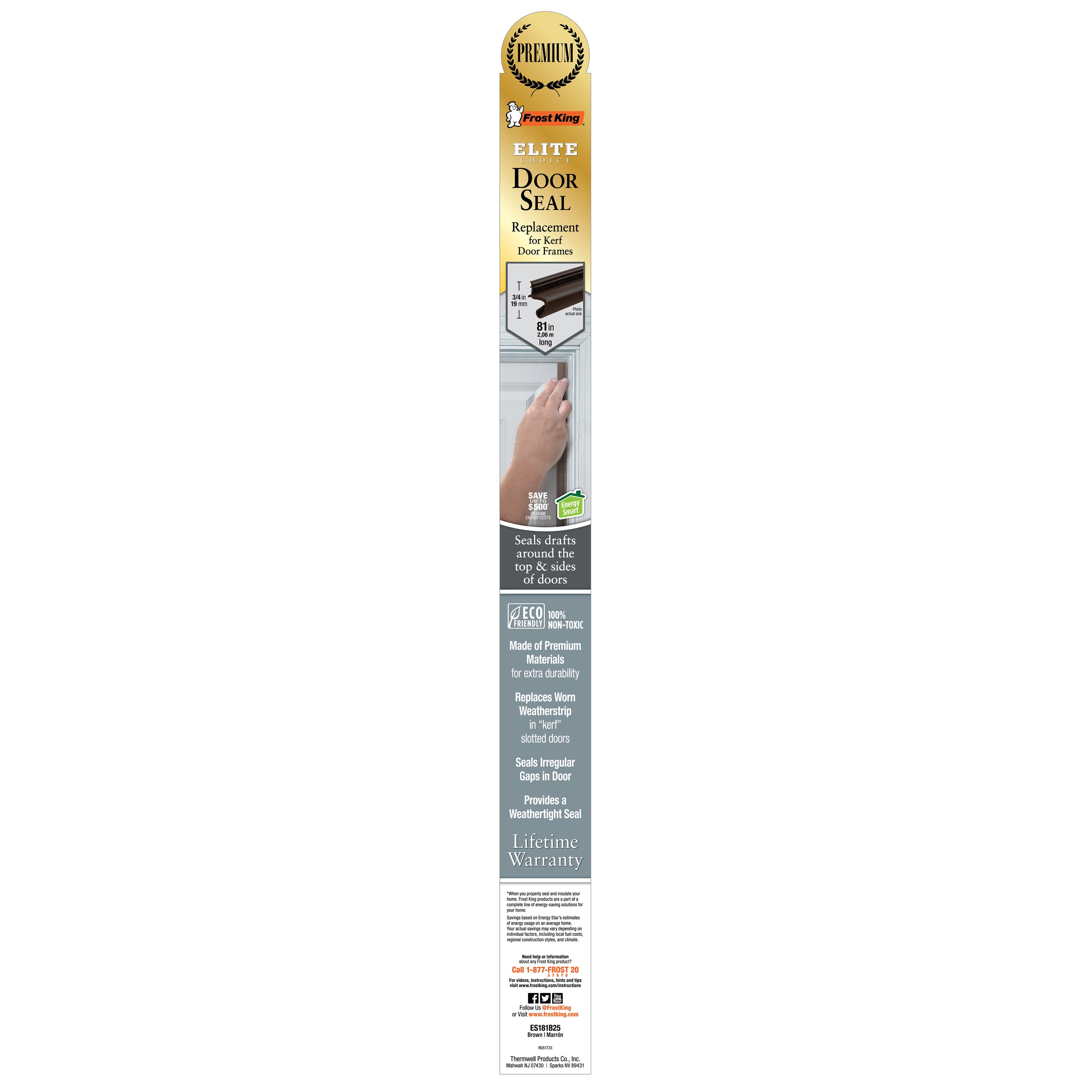 Frost King ES181B25 6-3/4-ft x 1/2-in x 3/4-in Black PVC Door Weatherstrip