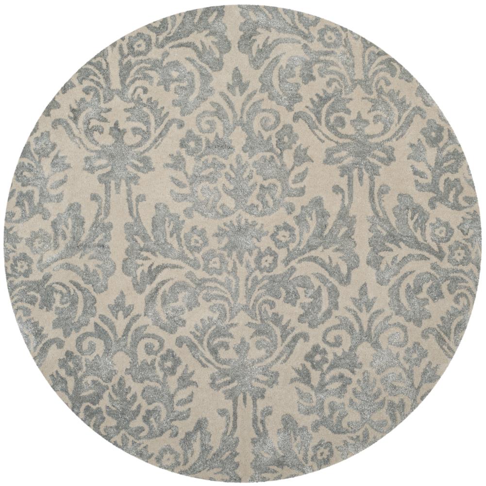 Safavieh BEL156A-5R Bella Alou 5 x 5 (ft) Tufted Synthetic Ivory/Silver Round Indoor Damask Area rug