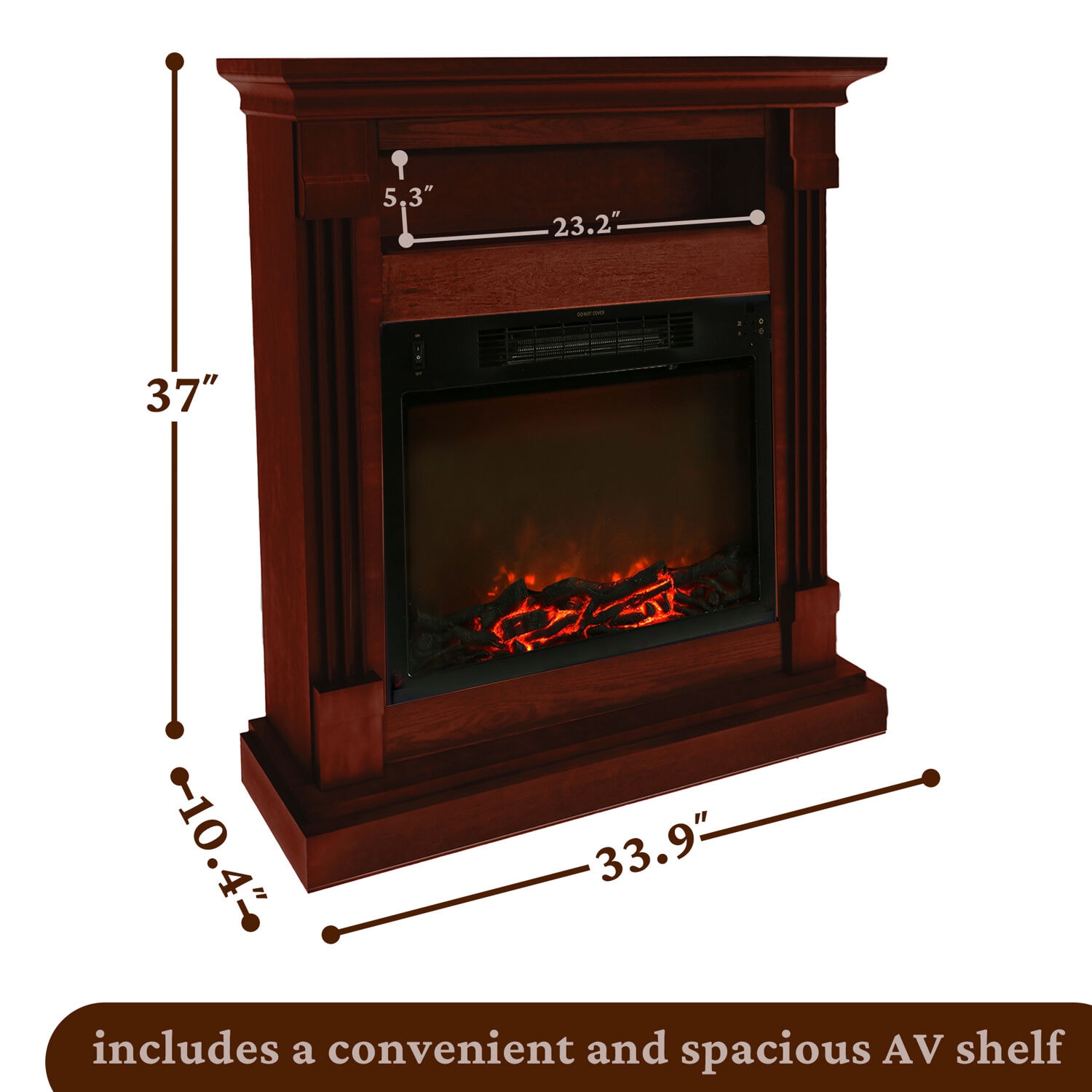 Cambridge 33.9-in W Cherry Fan-forced Electric Fireplace at Lowes.com