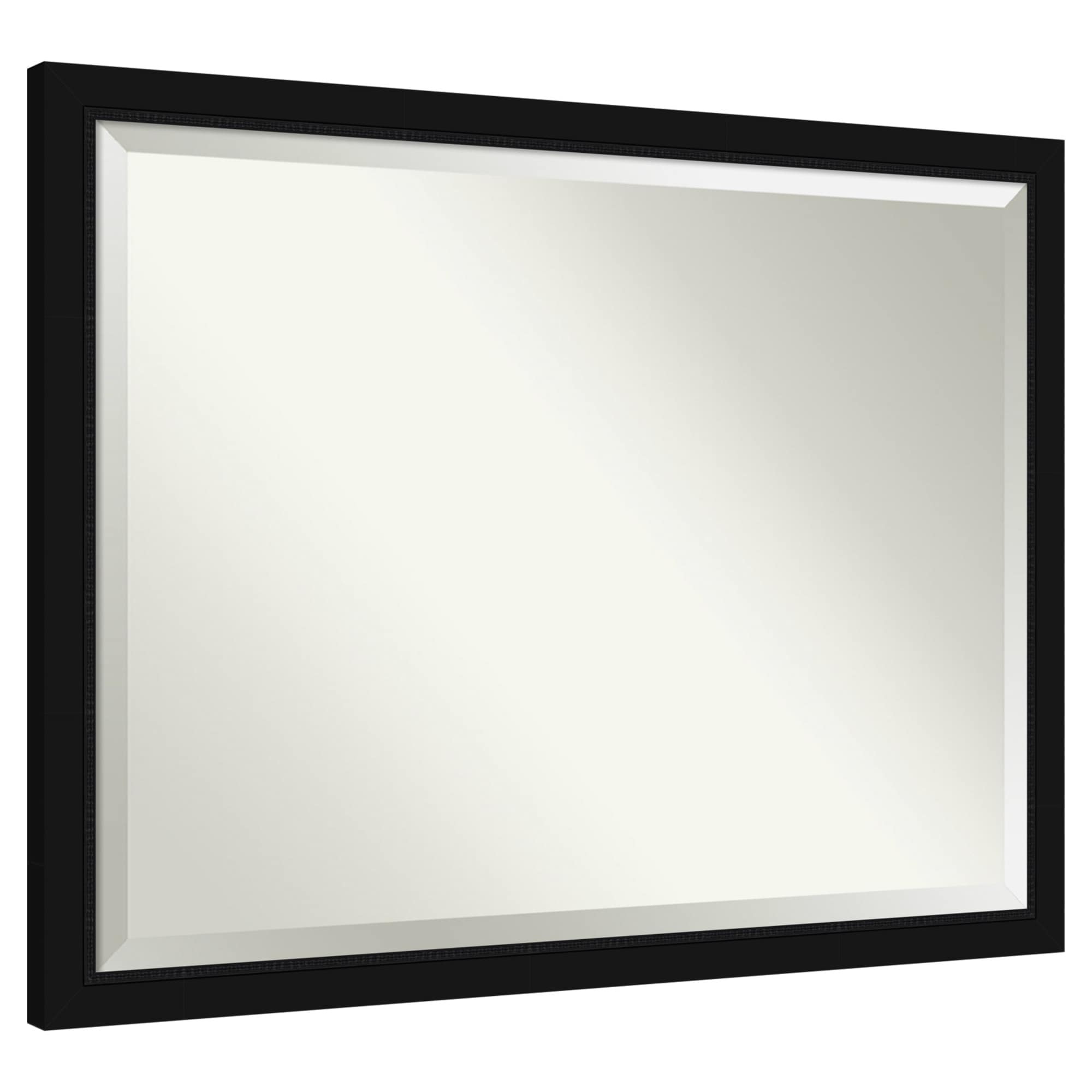 Amanti Art  Beveled Mirror Avon Black Framed Wood Bathroom Wall Mirror 33.25 x 43.25 in.