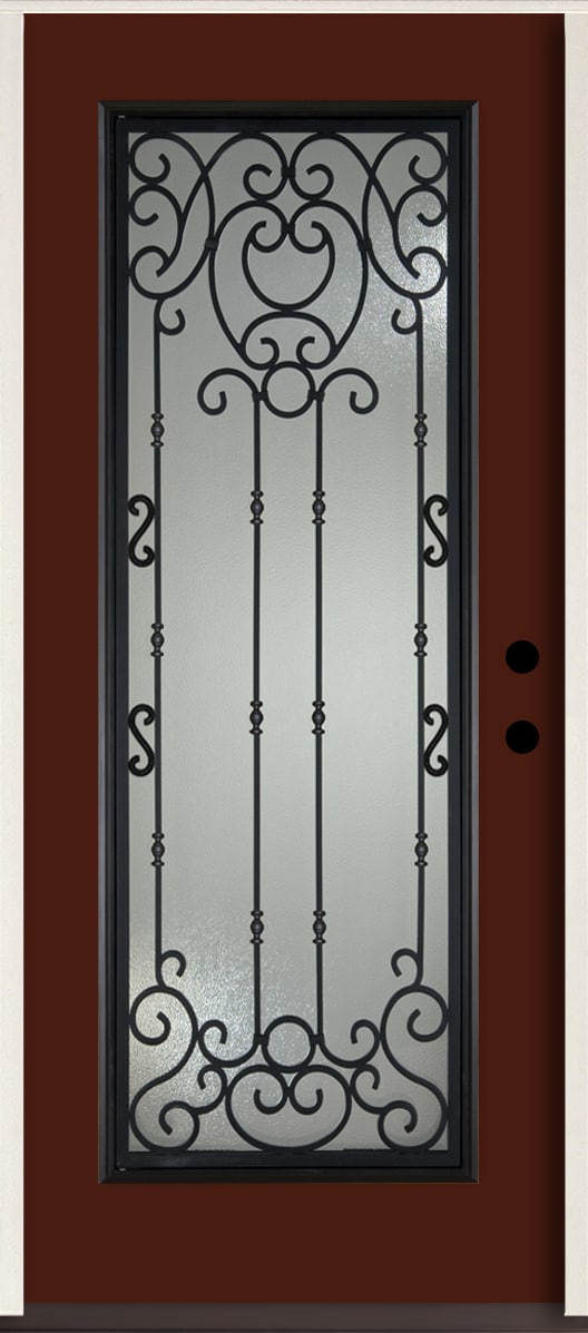 RELIABILT LO963946 Belle Meade 36-in x 80-in x 4-5/8-in Fiberglass Full lite Left-hand inswing Currant Paint Painted Prehung Front Door Insulating core