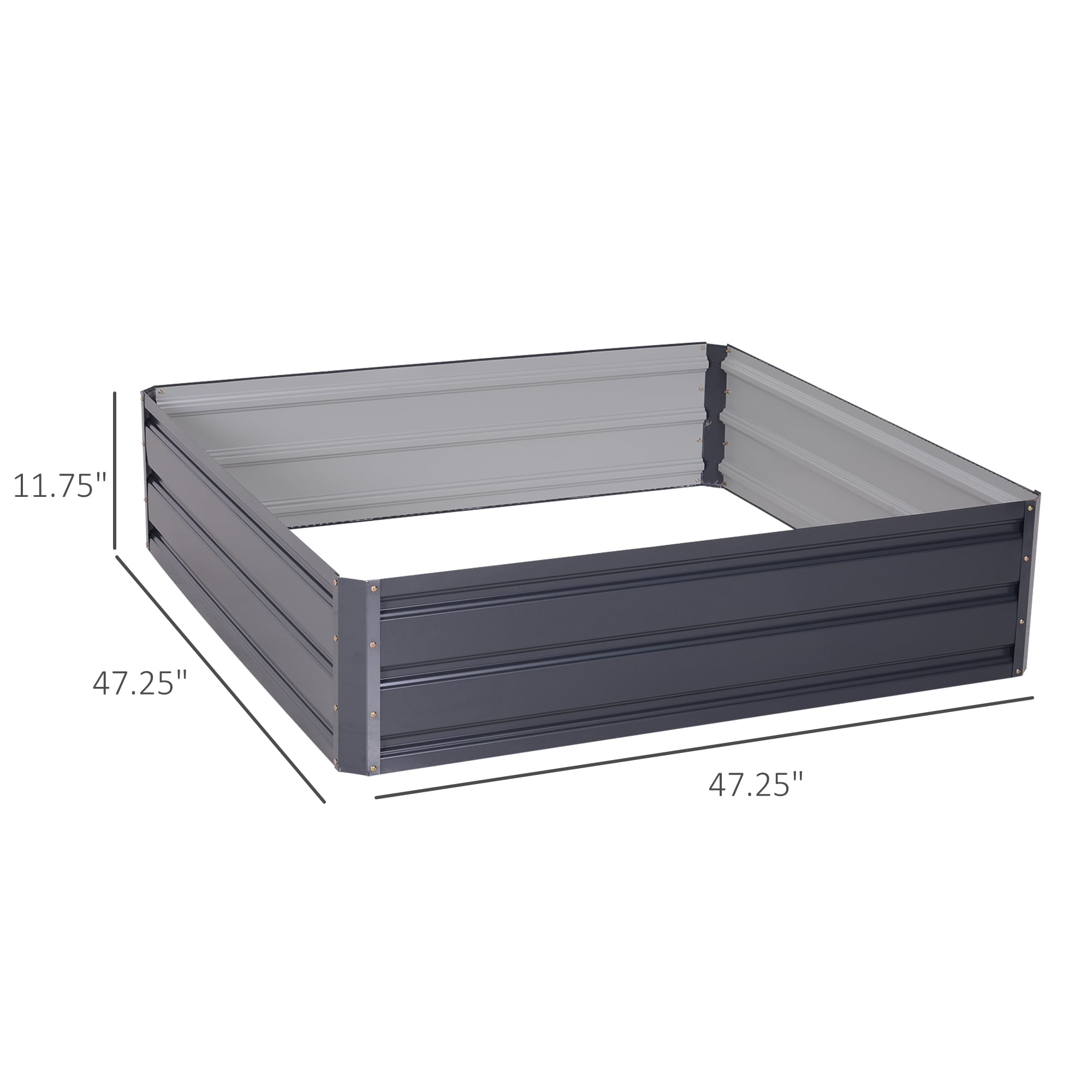 Outsunny 47.25-in W x 47.25-in L x 11.75-in H Grey Raised Garden Bed at ...