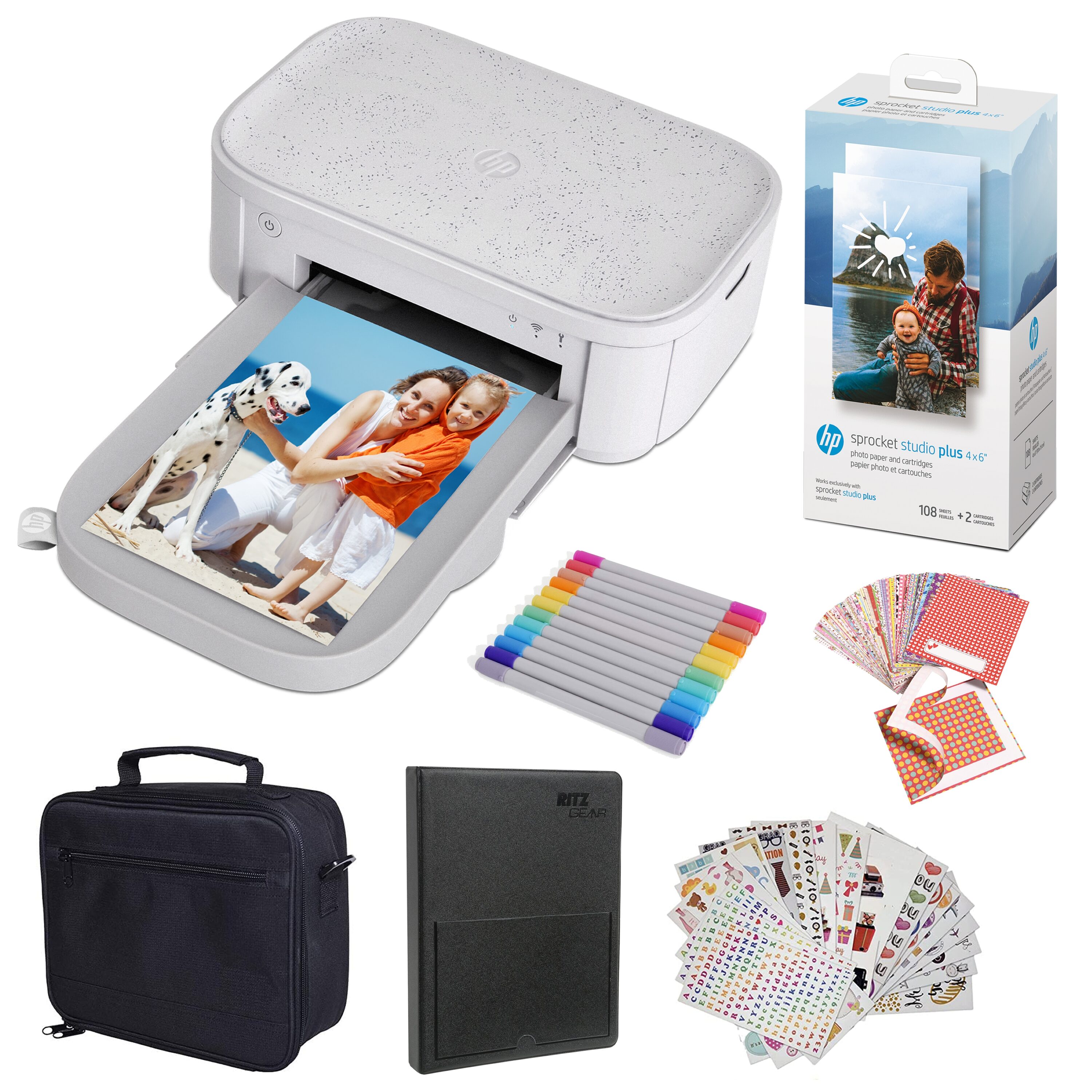 HP Sprocket Studio Plus 4x6 Instant Photo Printer Bundle with Photo Album and Accessories #AMZHPISTK33US