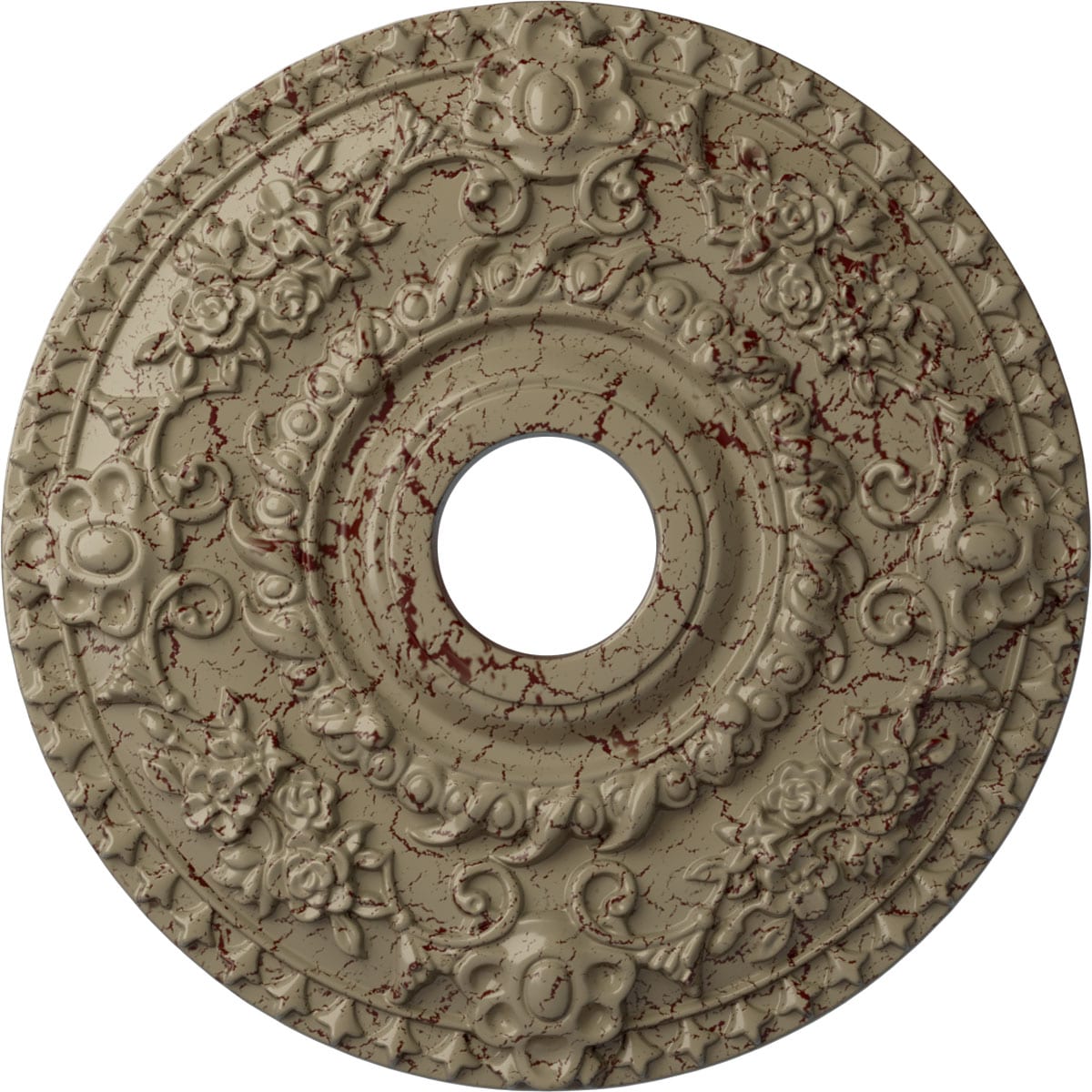 Ekena Millwork CM18ROGDC Rose 18-in W x 18-in L Painted Gobi Desert Crackle Polyurethane Whole Ceiling Medallion