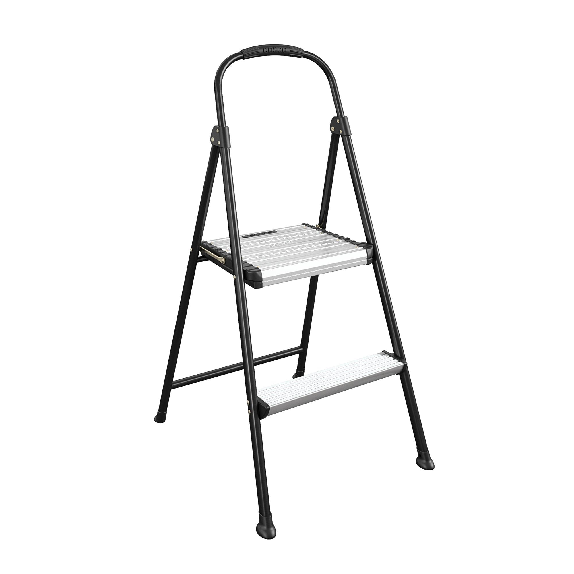 Cosco 2 Step 250 Lb Capacity Black Steel Foldable Step Stool In The Step Stools Department At 8972