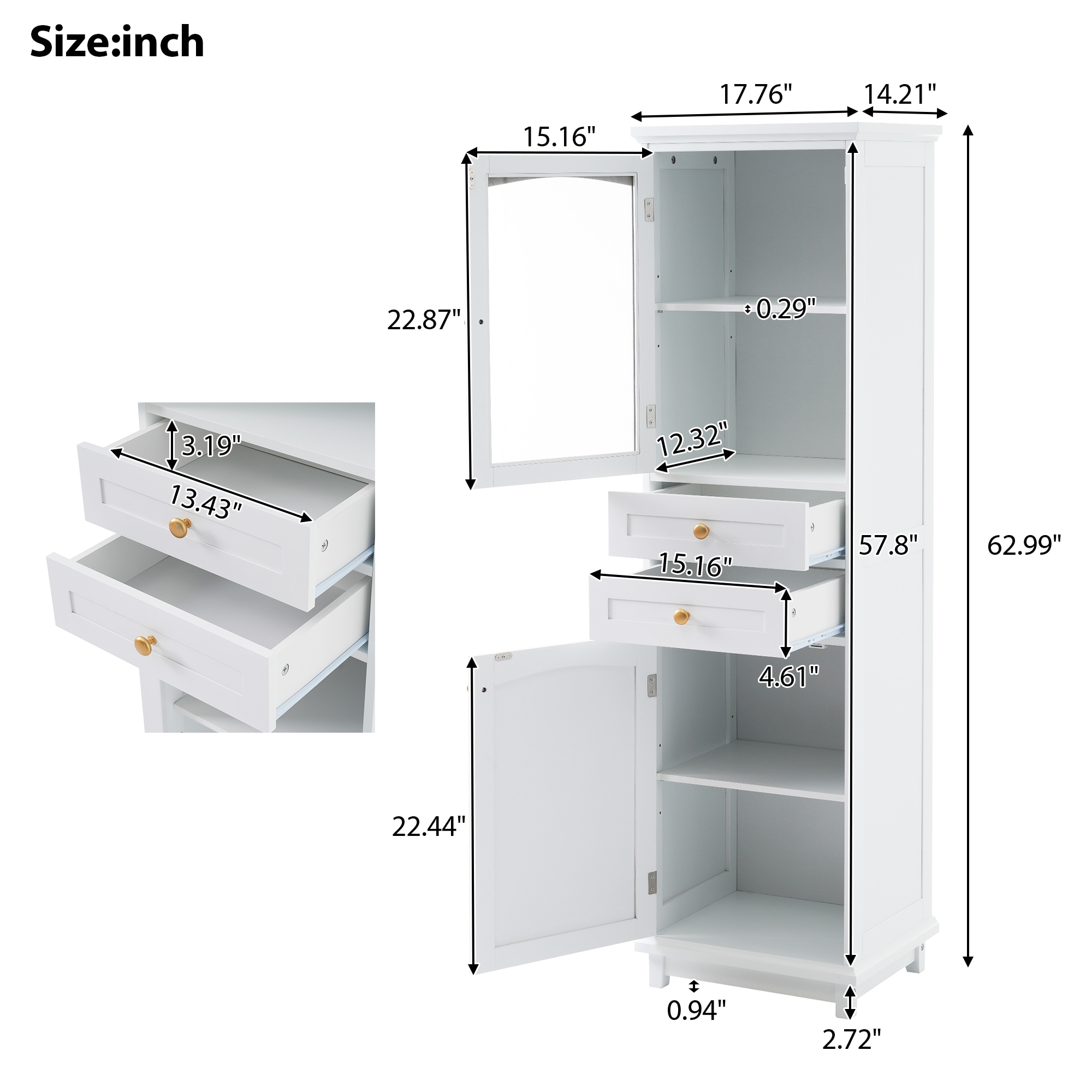 Hrinhom BA04-WHITE Linen-Cabinets - View #9