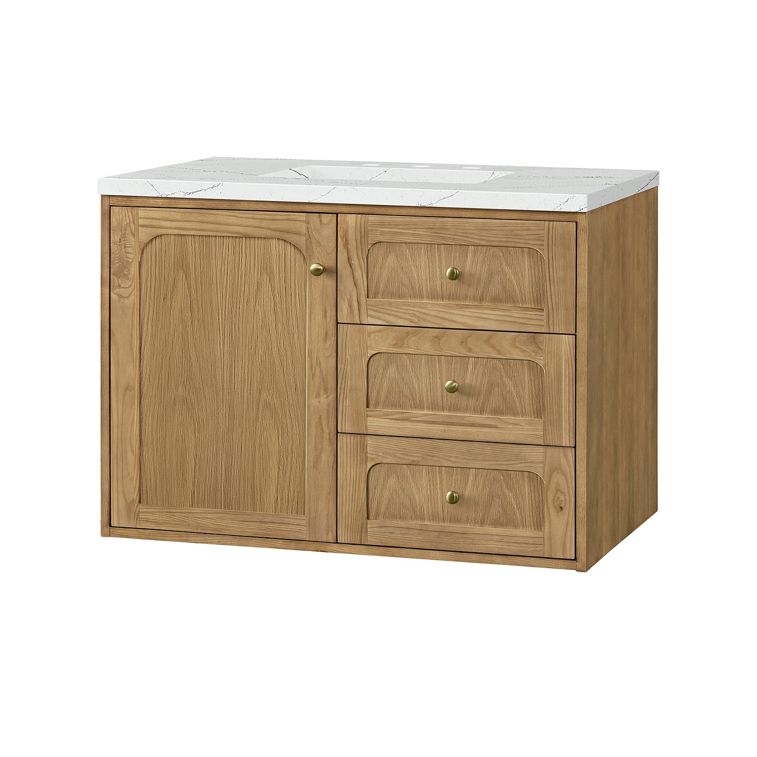 Laurent 36" Light Oak Single Vanity with Quartz Top