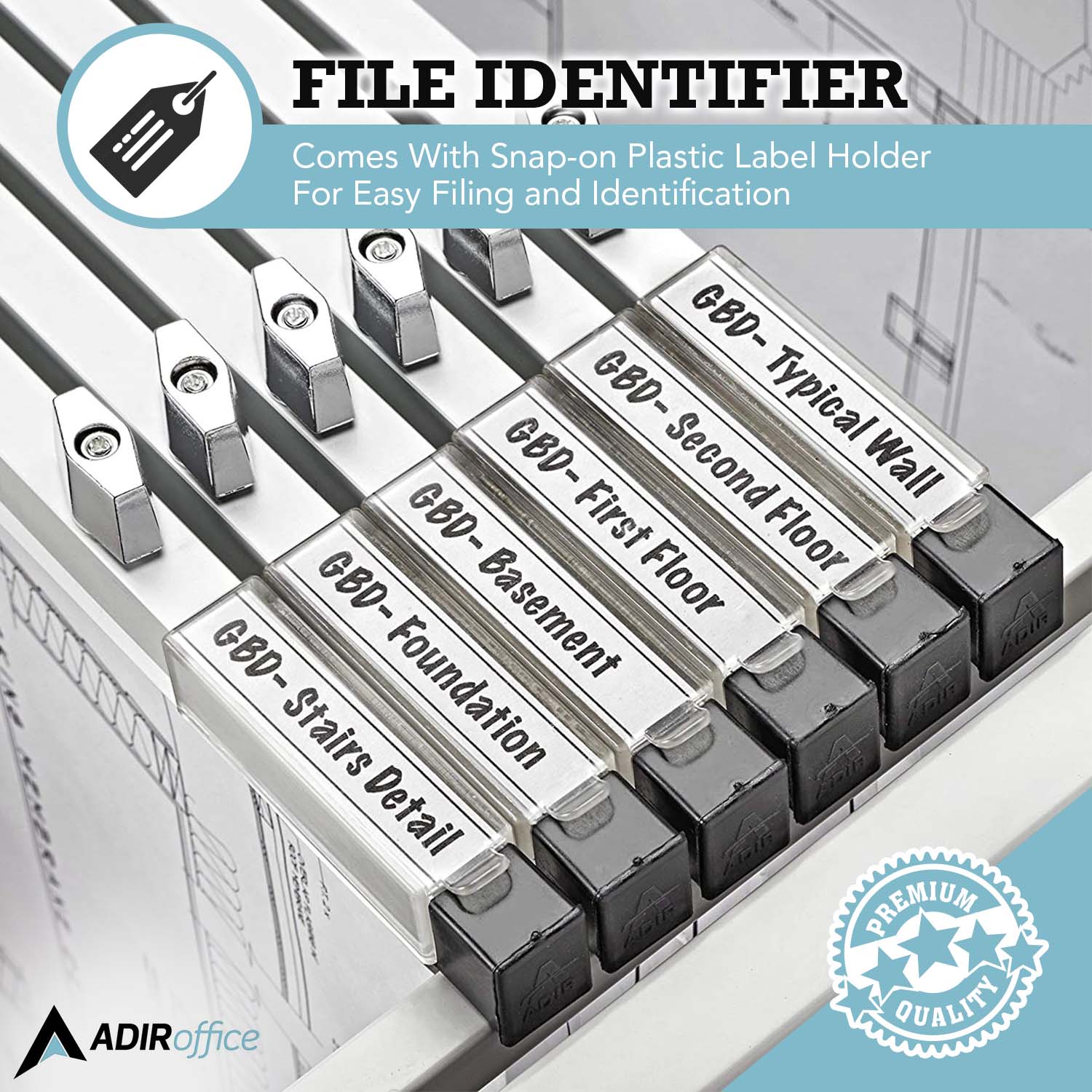 AdirOffice 6-Pack 24-in Universal Aluminum Blueprint Hanging Clamps for ...