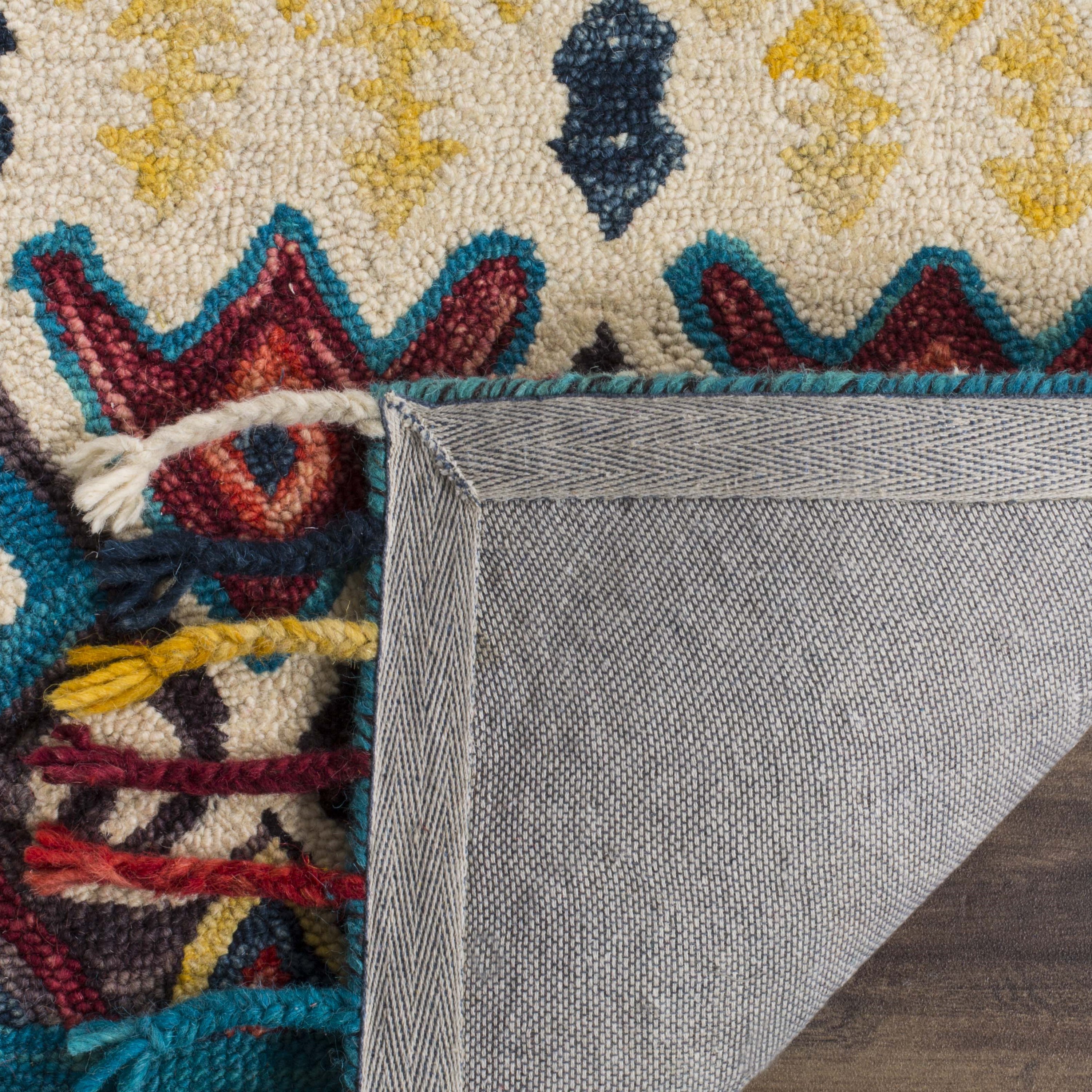Handmade Blue and Red Wool 10' x 14' Tufted Area Rug