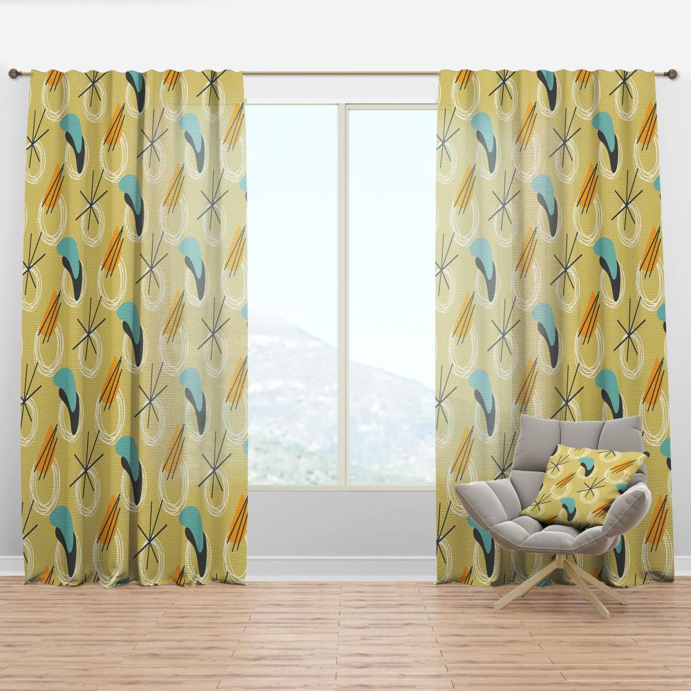 Designart CTN24176-52-108 108-in Yellow Abstract Room darkening Thermal lined Rod pocket Single curtain panel