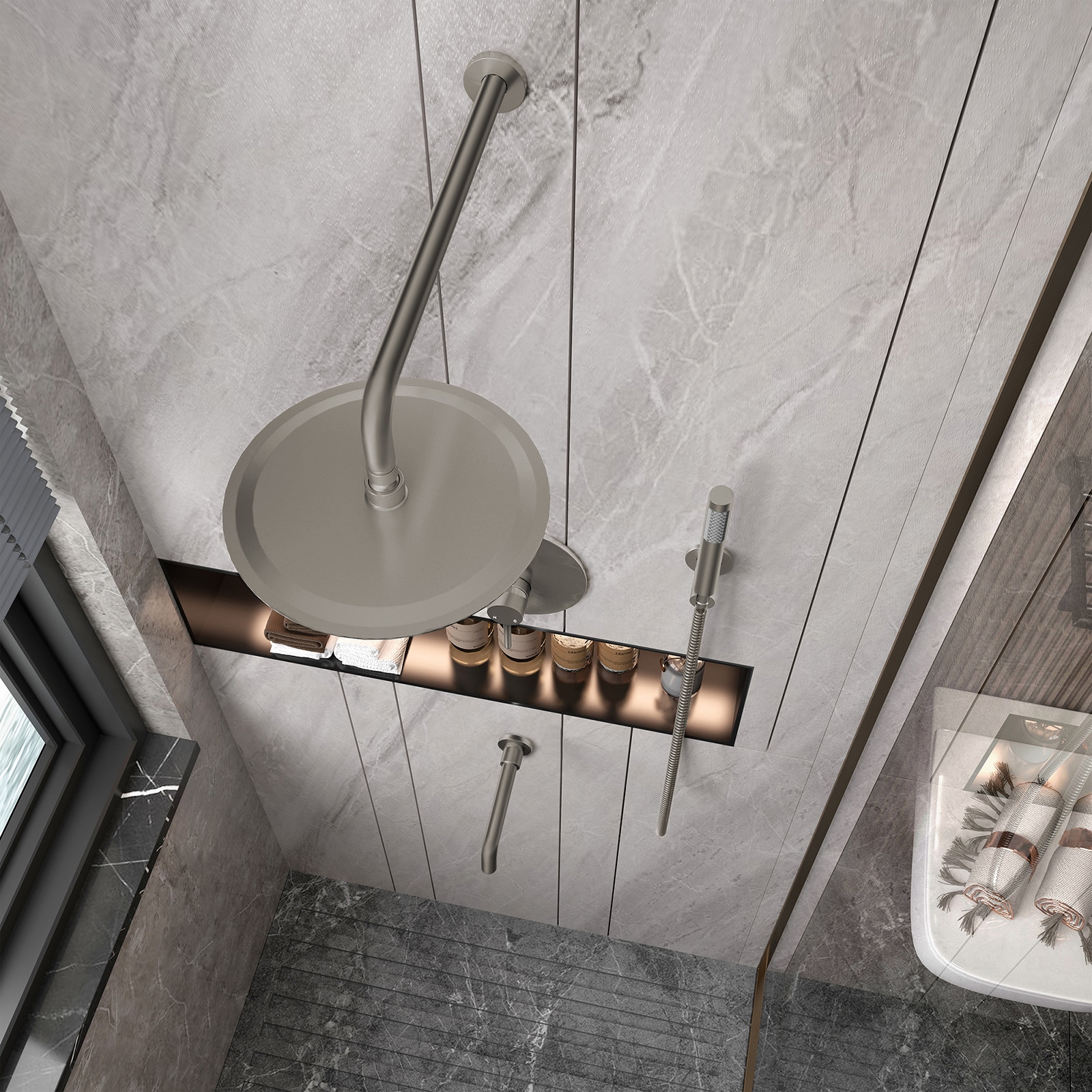 Mondawe AM-S133A3C-10BN Showerhead-Bar-Panels - View #4