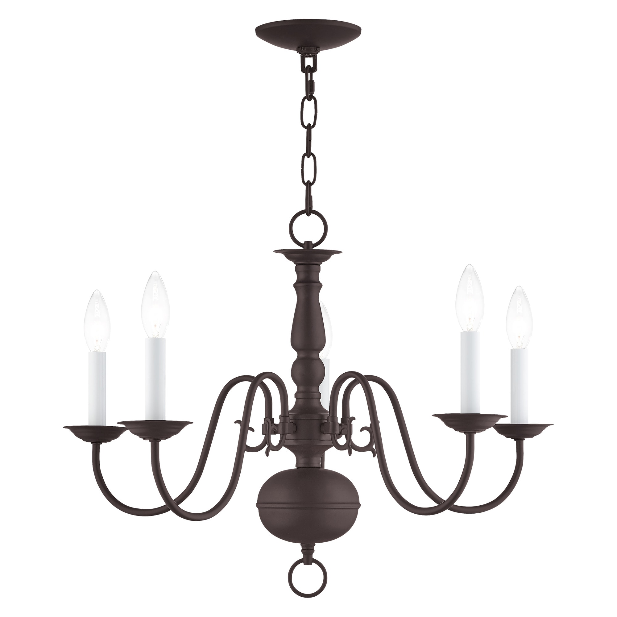 Livex Lighting 5005-07 Williamsburgh 5 -Light Matte Bronze Traditional For Use in Bathrooms, Bedrooms, Dining Rooms, Foyers, Kitchens, Living Rooms Chandelier
