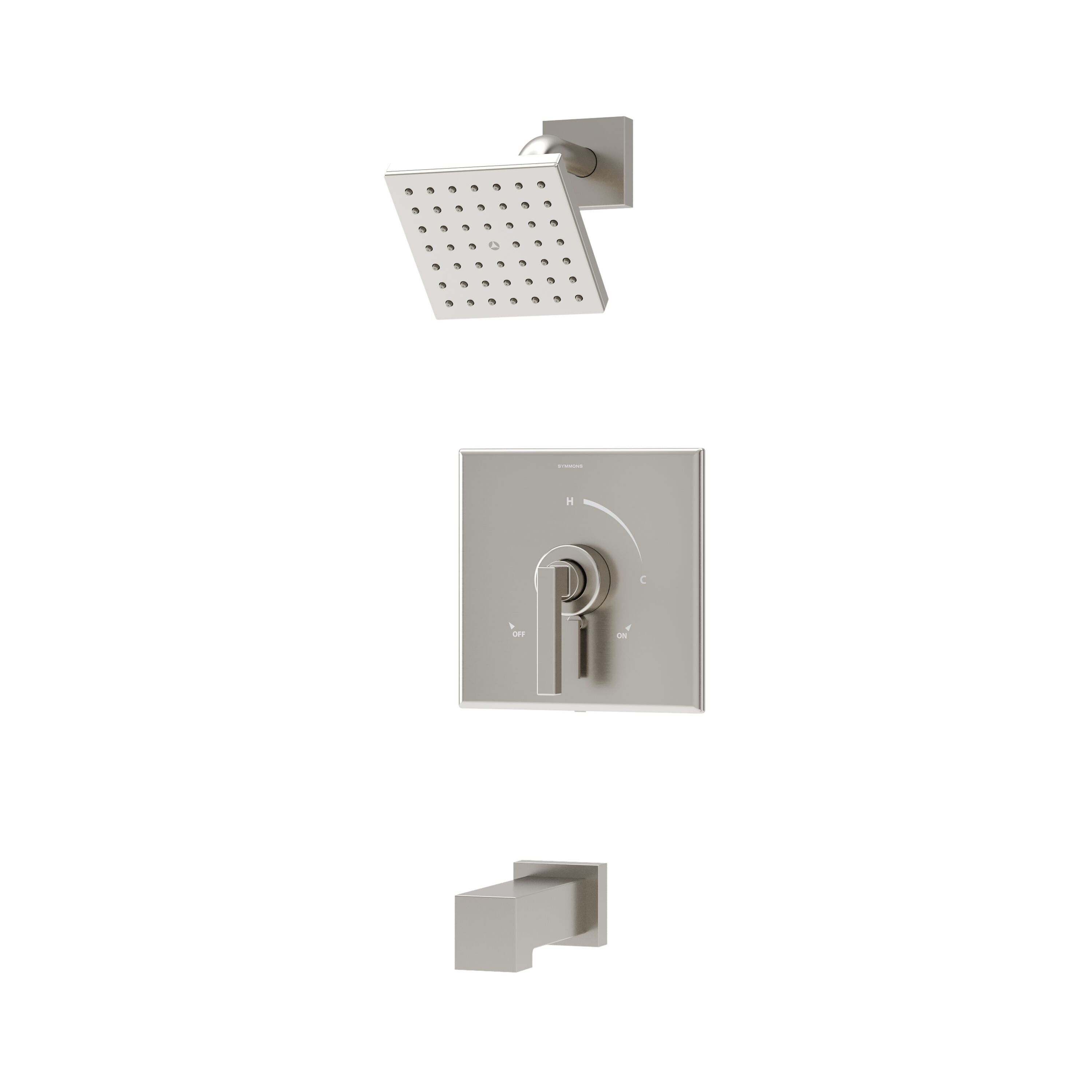 Symmons 3692STN15TRM Duro Satin Nickel 1-handle Single function 4.92-Inches Square Bathtub and shower Faucet