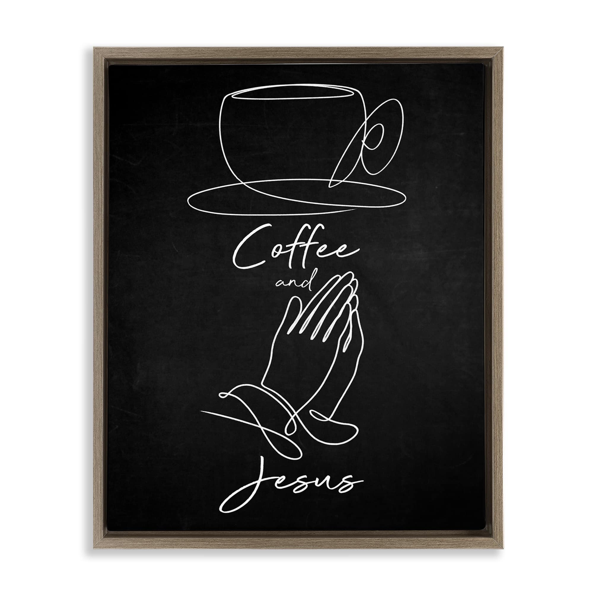 Stupell Industries BS-483-FFE-24X30 Coffee and Jesus Prayer Brown Framed Floater Canvas Wall Art By Marcus Prime 25 x 31