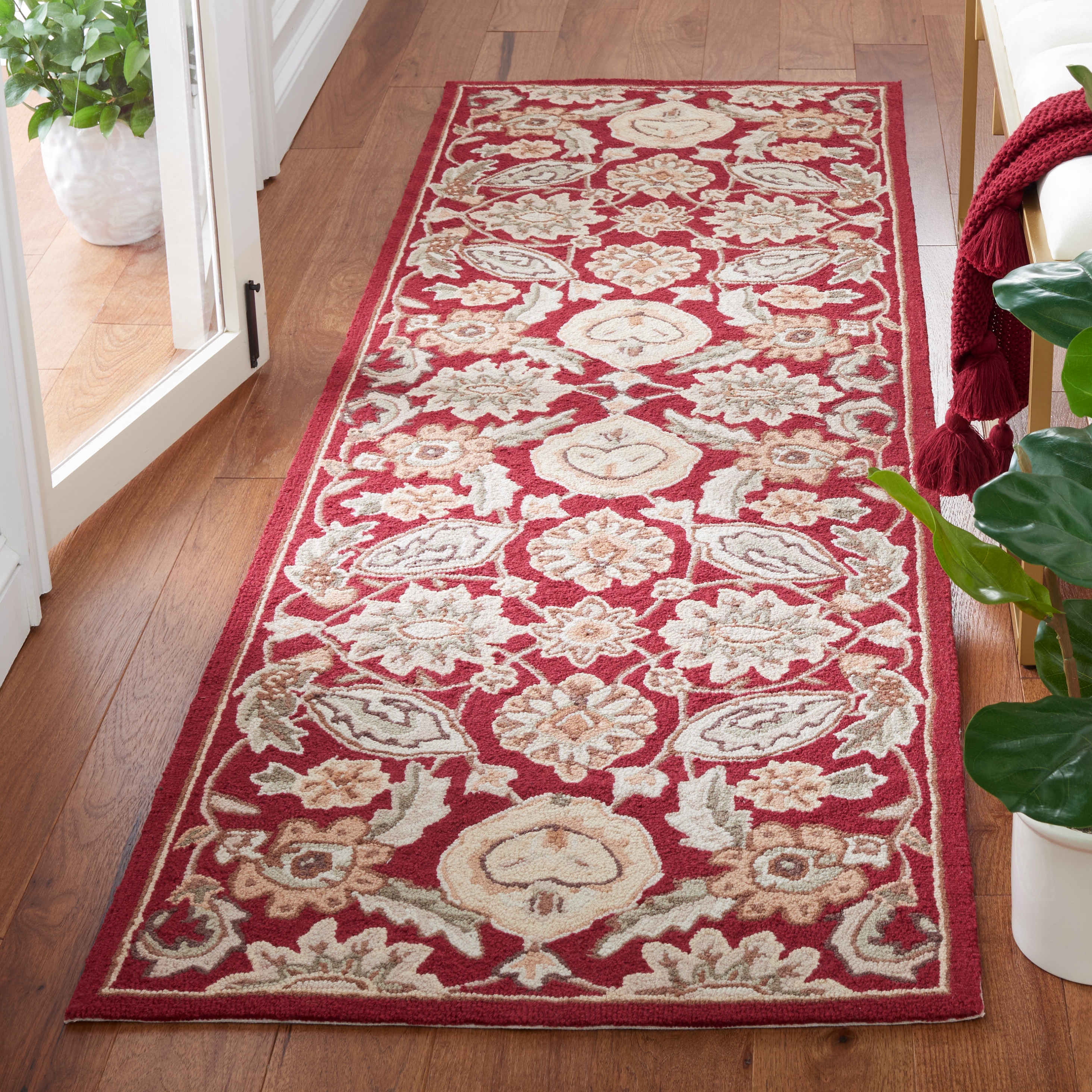 Safavieh Hand-hooked Botanical Burgundy Wool Rug (8' Round) for sale online