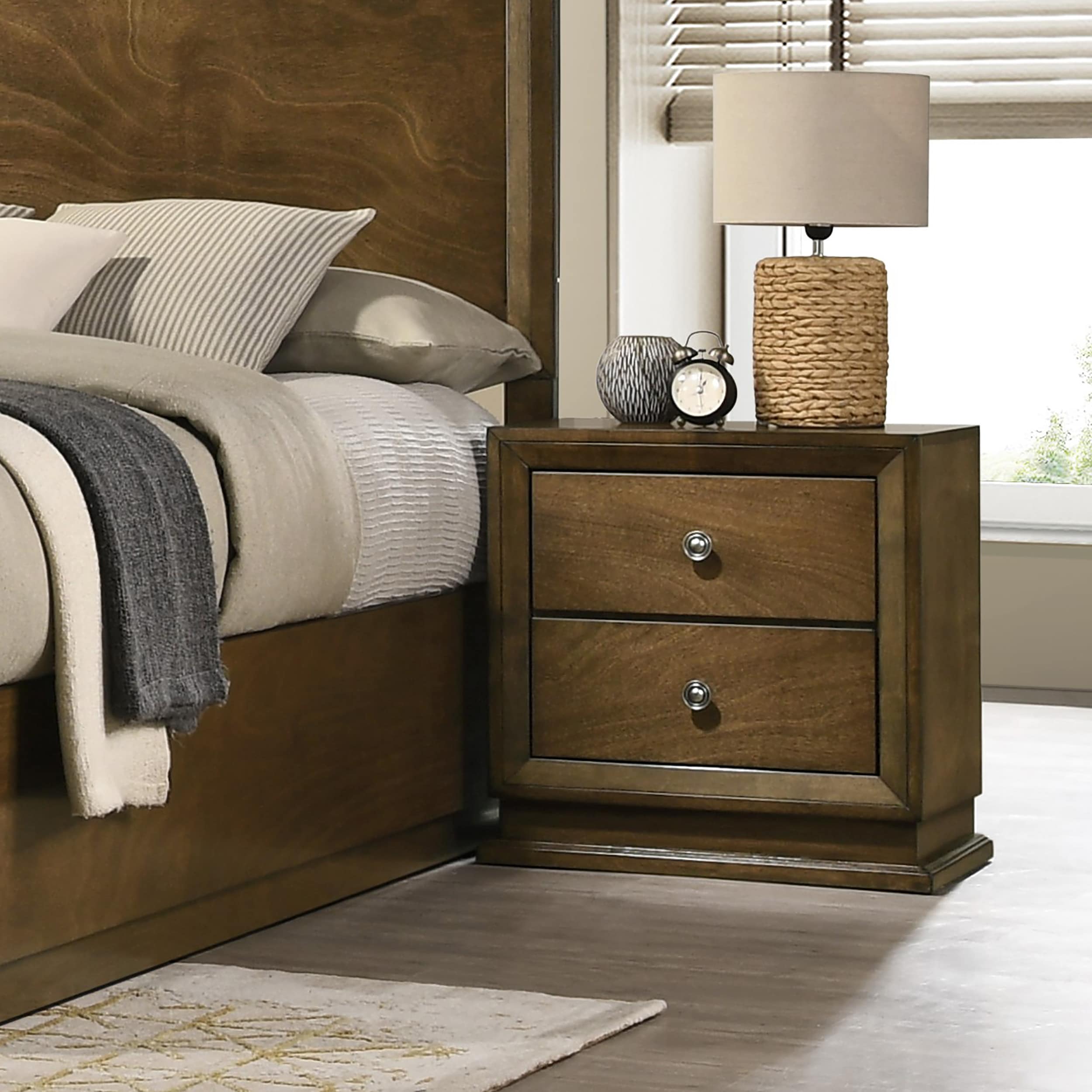 Furniture of America IDF-N7213WN-N Joune Walnut Rubberwood Nightstand