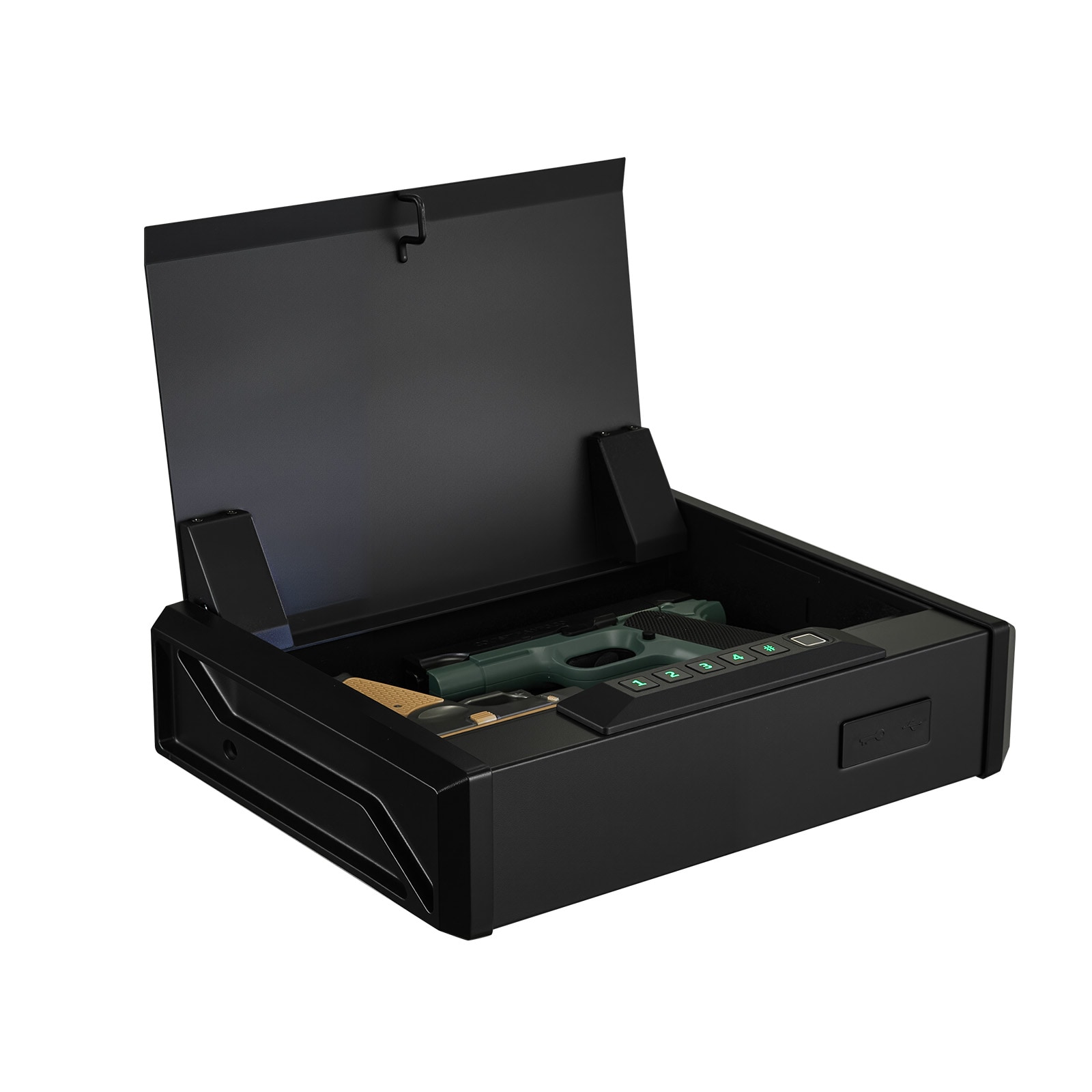 GIVIMO Heavy-Duty Steel Handgun Safe with Fingerprint Keypad and Key Access for 2 Pistols