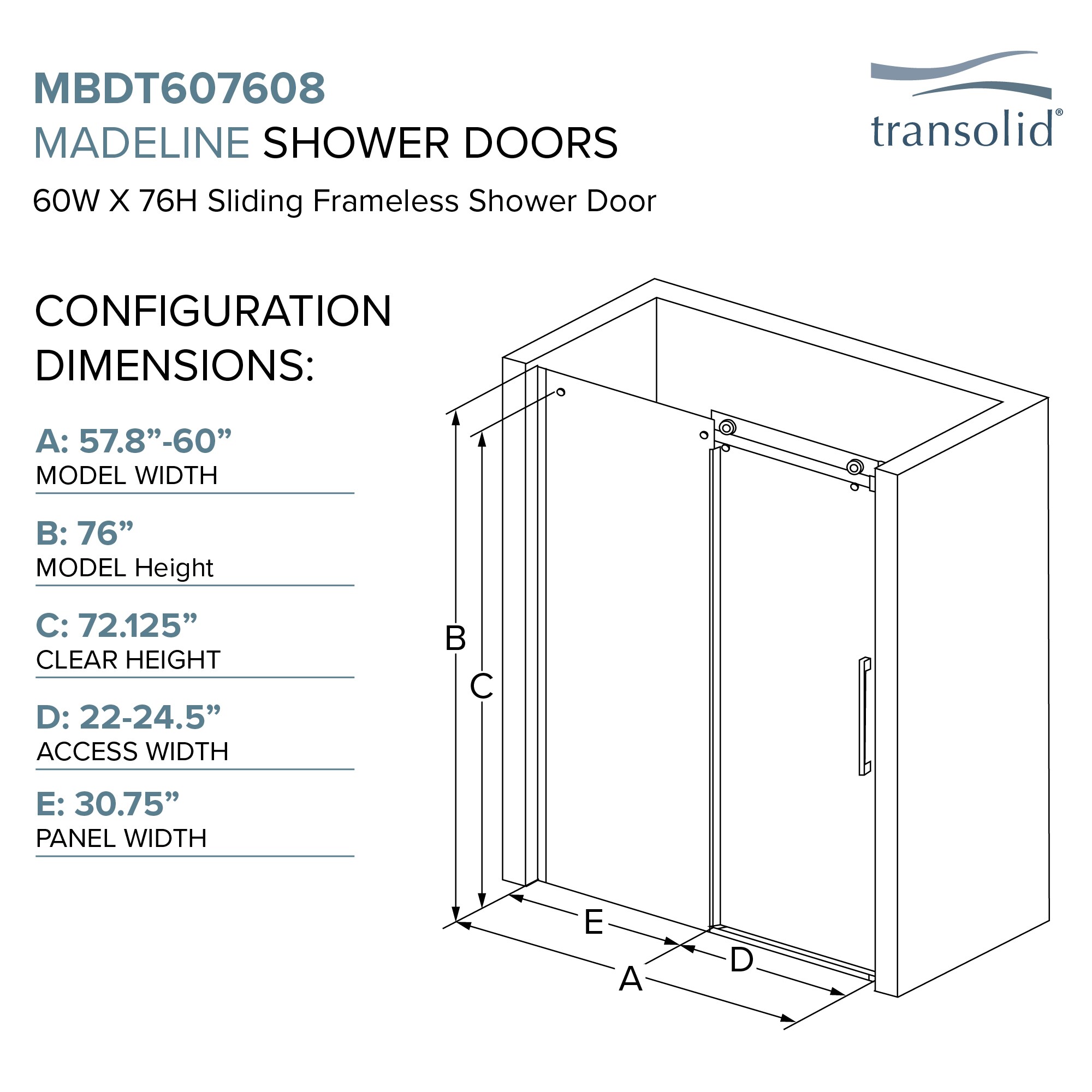 Transolid MBDT607608FL-J-PC Shower-Doors - View #4